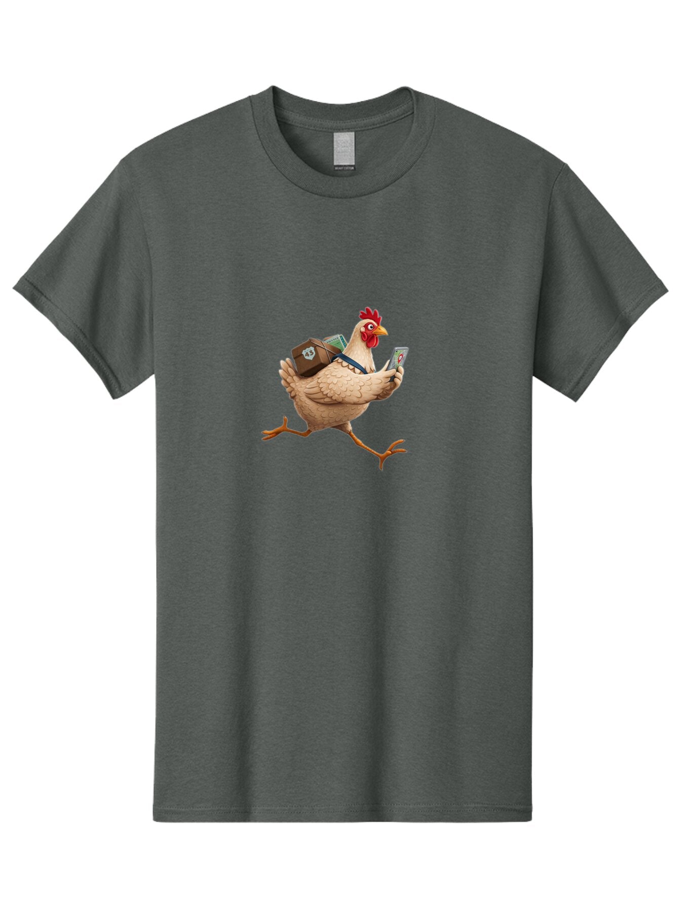 Chicken-With-Suitcase-And-Phone Men'S Graphic Tee, 100% Cotton, Comfortable Casual Summer Wear, Machine Washable, Vintage Camera, Old Camera, Antique Camera, Black Camera, Classic Photography, Photography Equipment, Nostalgic Device, Baq512 2