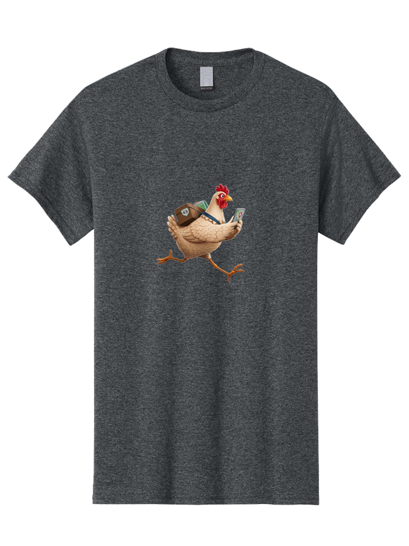Chicken-With-Suitcase-And-Phone Men'S Graphic Tee, 100% Cotton, Comfortable Casual Summer Wear, Machine Washable, Vintage Camera, Old Camera, Antique Camera, Black Camera, Classic Photography, Photography Equipment, Nostalgic Device, Baq512 11