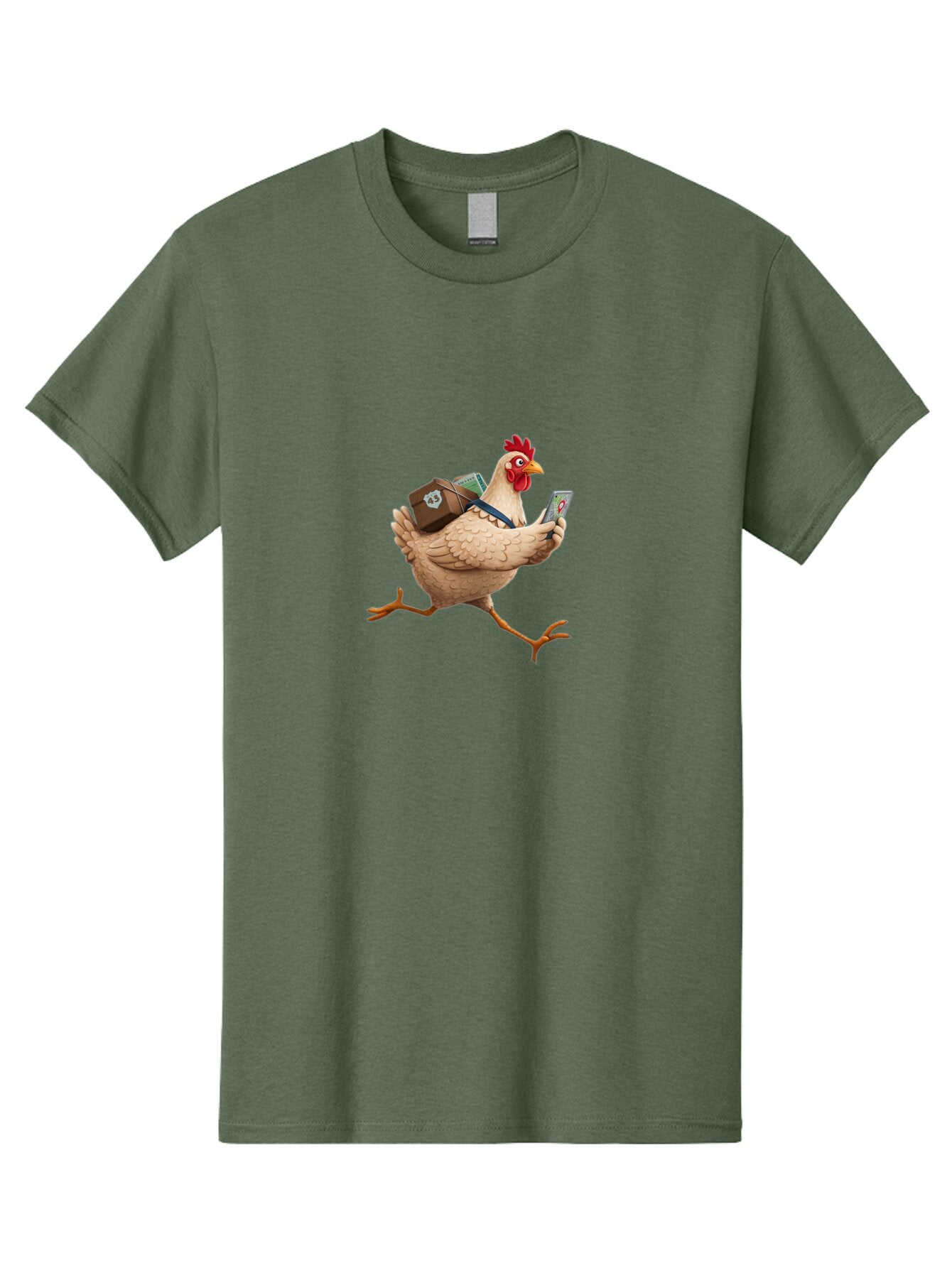 Chicken-With-Suitcase-And-Phone Men'S Graphic Tee, 100% Cotton, Comfortable Casual Summer Wear, Machine Washable, Vintage Camera, Old Camera, Antique Camera, Black Camera, Classic Photography, Photography Equipment, Nostalgic Device, Baq512 6