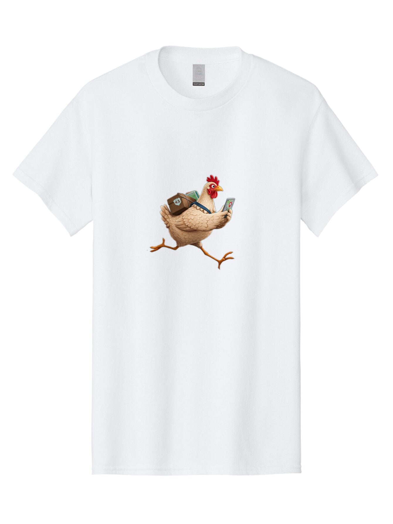 Chicken-With-Suitcase-And-Phone Men'S Graphic Tee, 100% Cotton, Comfortable Casual Summer Wear, Machine Washable, Vintage Camera, Old Camera, Antique Camera, Black Camera, Classic Photography, Photography Equipment, Nostalgic Device, Baq512 13