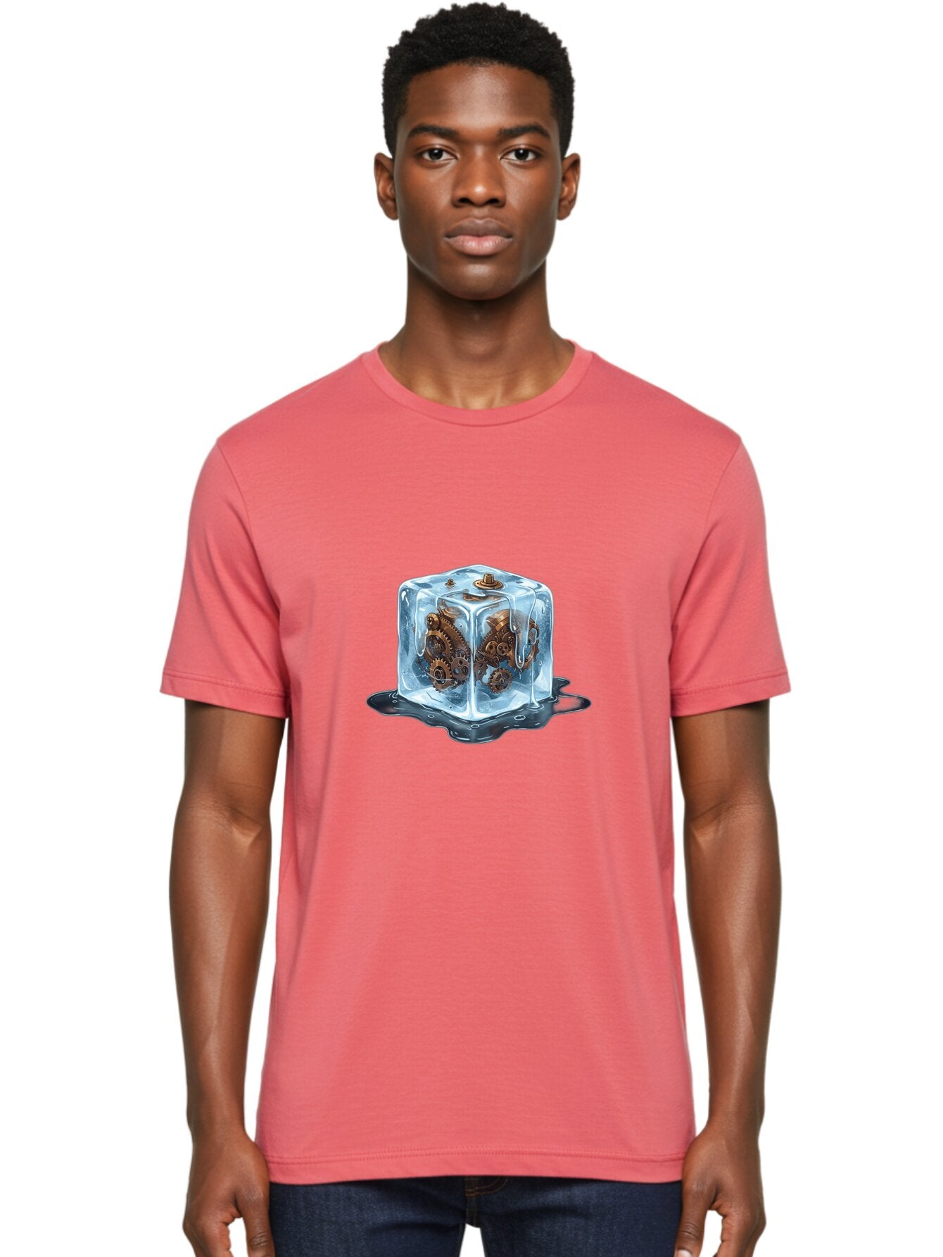 Clockwork-In-Ice-Cube Men'S Graphic Tee, 100% Cotton, Comfortable Casual Summer Wear, Machine Washable, Vintage Camera, Old Camera, Antique Camera, Black Camera, Classic Photography, Photography Equipment, Nostalgic Device, Film Camera, Baq523 25