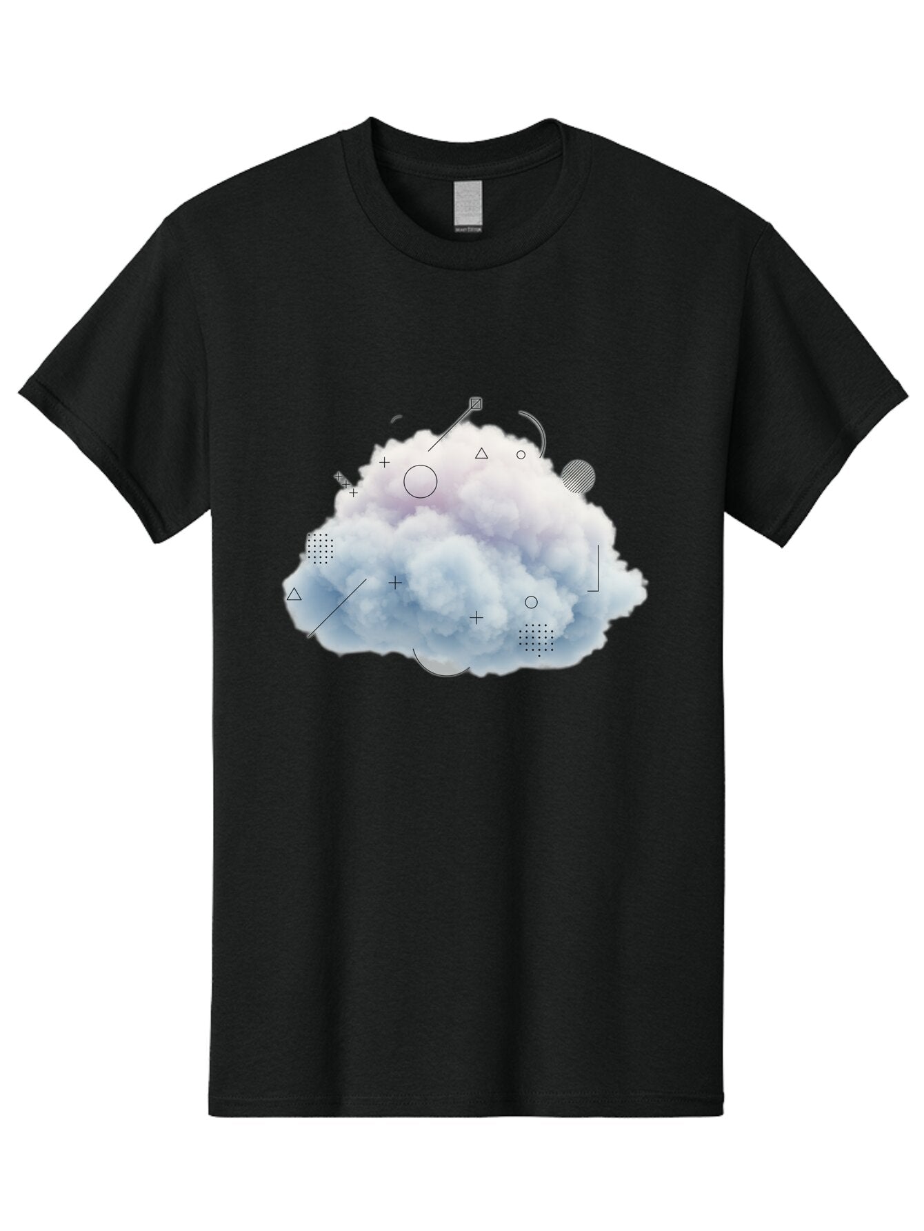 Cloud-With-Geometric-Shapes Men'S Graphic Tee, 100% Cotton, Comfortable Casual Summer Wear, Machine Washable, Vintage Camera, Old Camera, Antique Camera, Black Camera, Classic Photography, Photography Equipment, Nostalgic Device, Film Camera, Baq533 3
