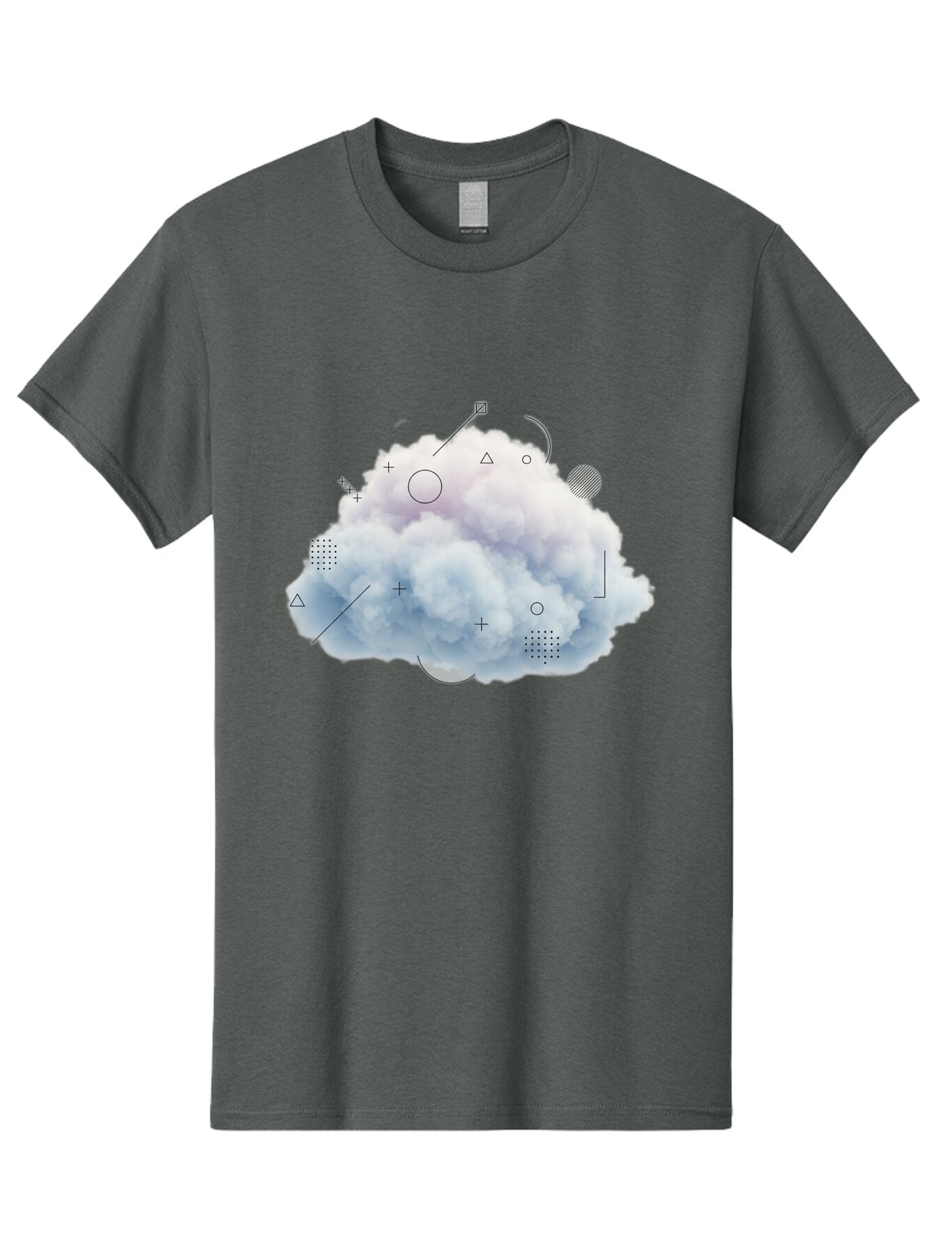 Cloud-With-Geometric-Shapes Men'S Graphic Tee, 100% Cotton, Comfortable Casual Summer Wear, Machine Washable, Vintage Camera, Old Camera, Antique Camera, Black Camera, Classic Photography, Photography Equipment, Nostalgic Device, Film Camera, Baq533 8