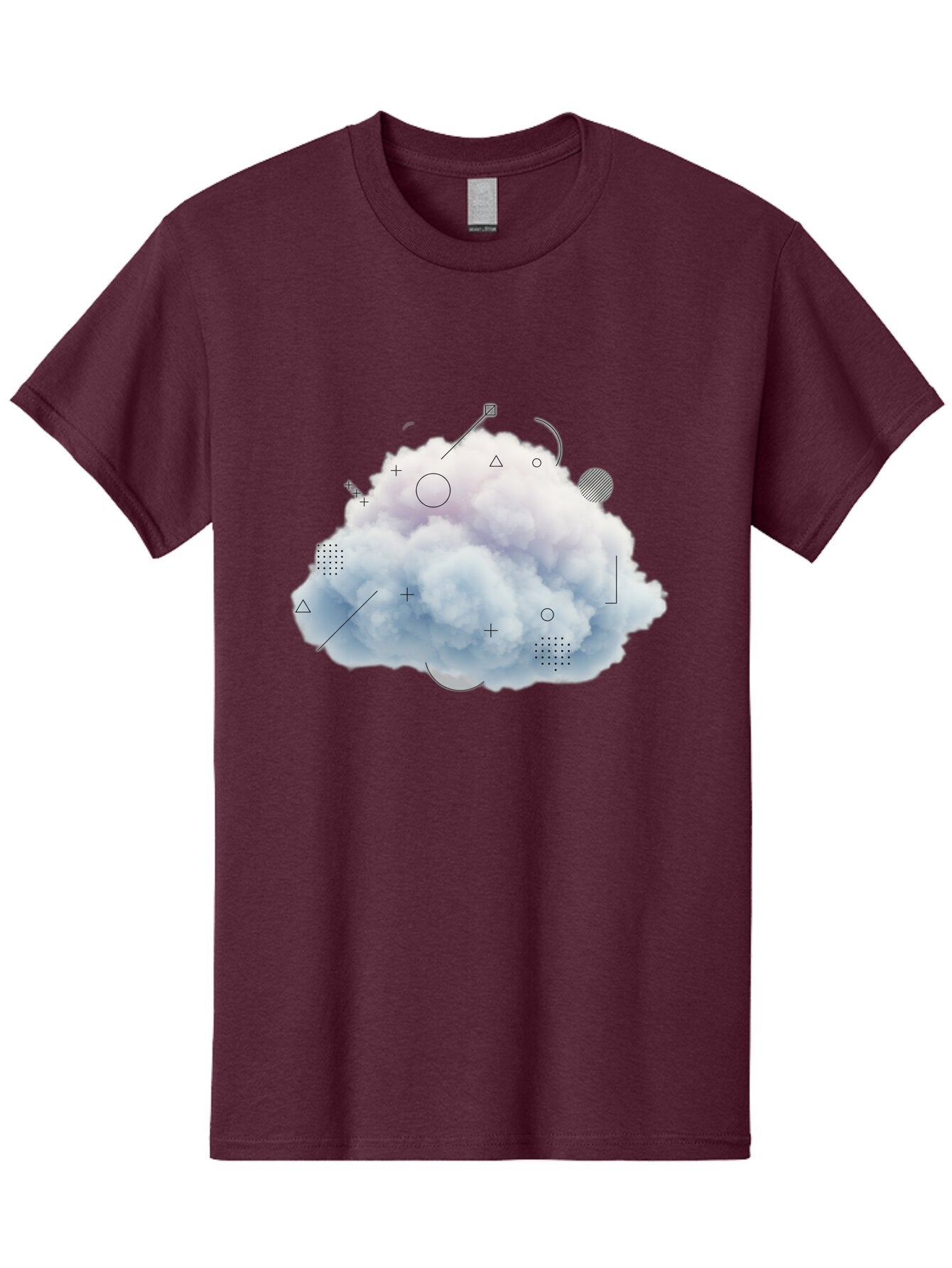 Cloud-With-Geometric-Shapes Men'S Graphic Tee, 100% Cotton, Comfortable Casual Summer Wear, Machine Washable, Vintage Camera, Old Camera, Antique Camera, Black Camera, Classic Photography, Photography Equipment, Nostalgic Device, Film Camera, Baq533 11