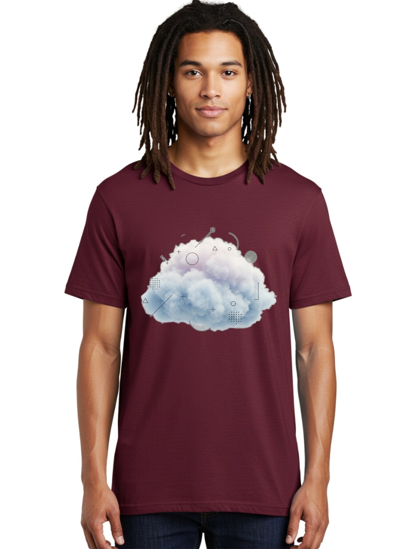 Cloud-With-Geometric-Shapes Men'S Graphic Tee, 100% Cotton, Comfortable Casual Summer Wear, Machine Washable, Vintage Camera, Old Camera, Antique Camera, Black Camera, Classic Photography, Photography Equipment, Nostalgic Device, Film Camera, Baq533 27