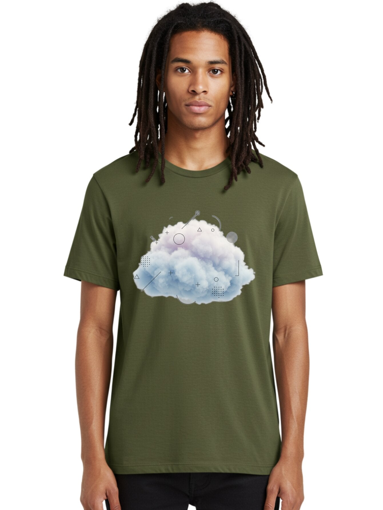 Cloud-With-Geometric-Shapes Men'S Graphic Tee, 100% Cotton, Comfortable Casual Summer Wear, Machine Washable, Vintage Camera, Old Camera, Antique Camera, Black Camera, Classic Photography, Photography Equipment, Nostalgic Device, Film Camera, Baq533 24
