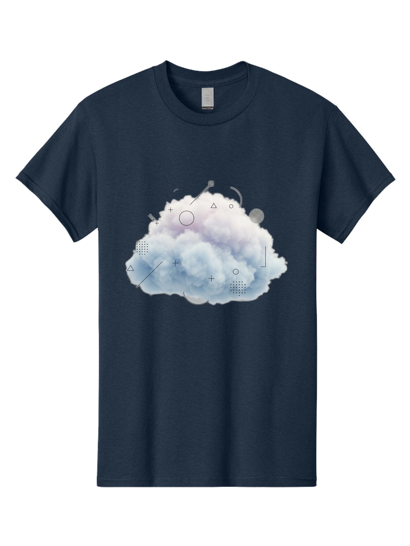 Cloud-With-Geometric-Shapes Men'S Graphic Tee, 100% Cotton, Comfortable Casual Summer Wear, Machine Washable, Vintage Camera, Old Camera, Antique Camera, Black Camera, Classic Photography, Photography Equipment, Nostalgic Device, Film Camera, Baq533 7