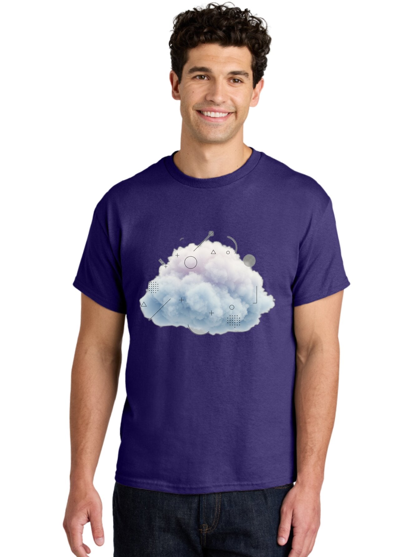 Cloud-With-Geometric-Shapes Men'S Graphic Tee, 100% Cotton, Comfortable Casual Summer Wear, Machine Washable, Vintage Camera, Old Camera, Antique Camera, Black Camera, Classic Photography, Photography Equipment, Nostalgic Device, Film Camera, Baq533 26