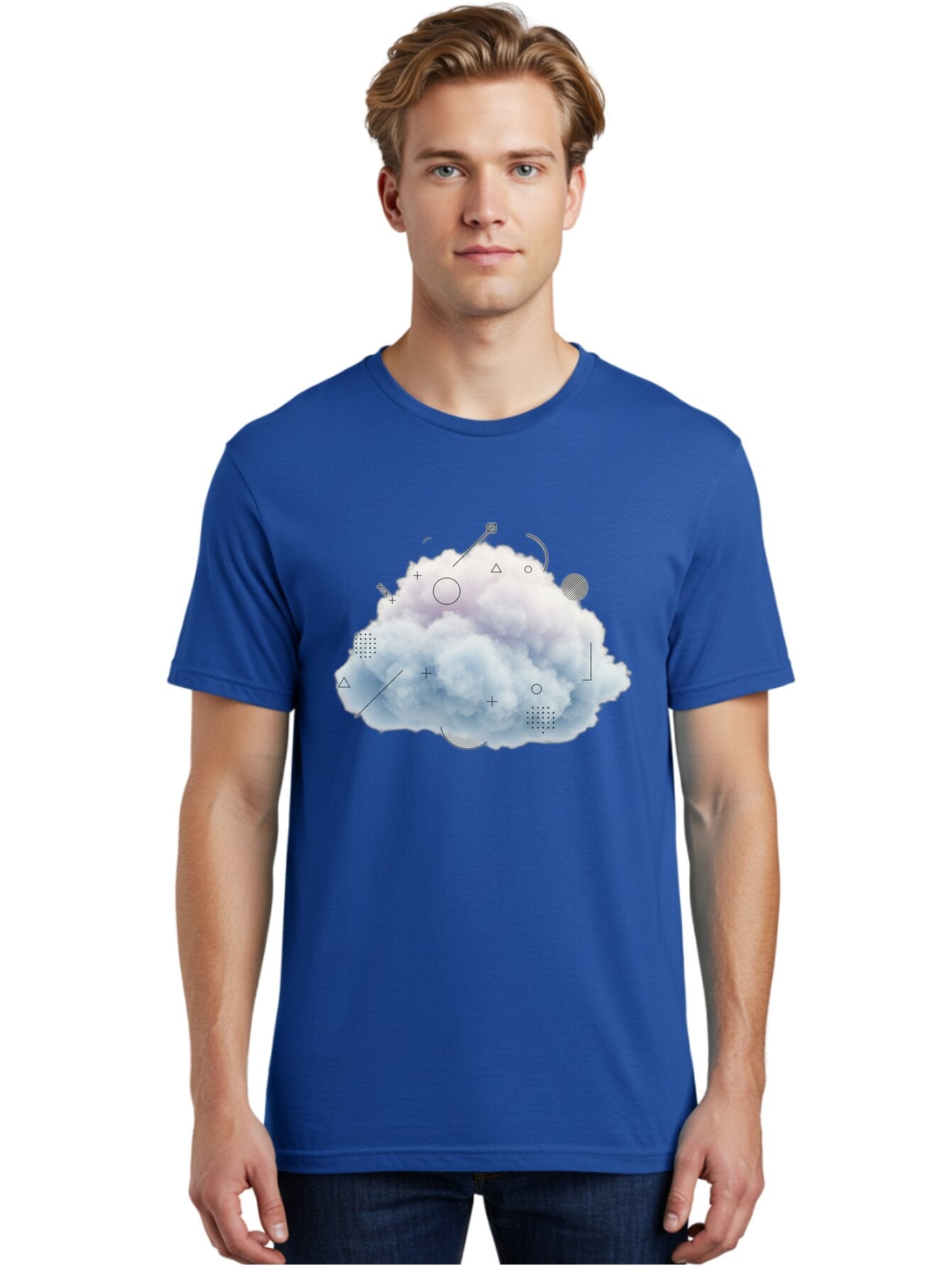 Cloud-With-Geometric-Shapes Men'S Graphic Tee, 100% Cotton, Comfortable Casual Summer Wear, Machine Washable, Vintage Camera, Old Camera, Antique Camera, Black Camera, Classic Photography, Photography Equipment, Nostalgic Device, Film Camera, Baq533 20