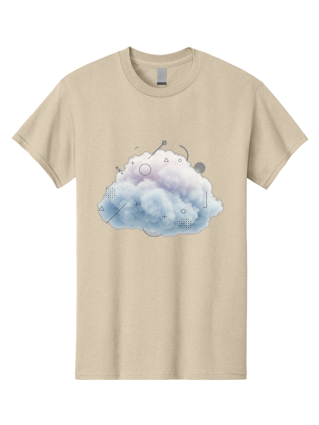 Cloud-With-Geometric-Shapes Men'S Graphic Tee, 100% Cotton, Comfortable Casual Summer Wear, Machine Washable, Vintage Camera, Old Camera, Antique Camera, Black Camera, Classic Photography, Photography Equipment, Nostalgic Device, Film Camera, Baq533 4