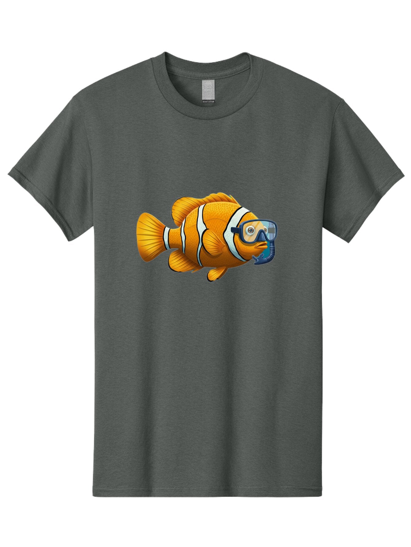 Clown-Fish-With-Snorkel-1 Men'S Graphic Tee, 100% Cotton, Comfortable Casual Summer Wear, Machine Washable, Vintage Camera, Old Camera, Antique Camera, Black Camera, Classic Photography, Photography Equipment, Nostalgic Device, Film Camera, Baq538 3