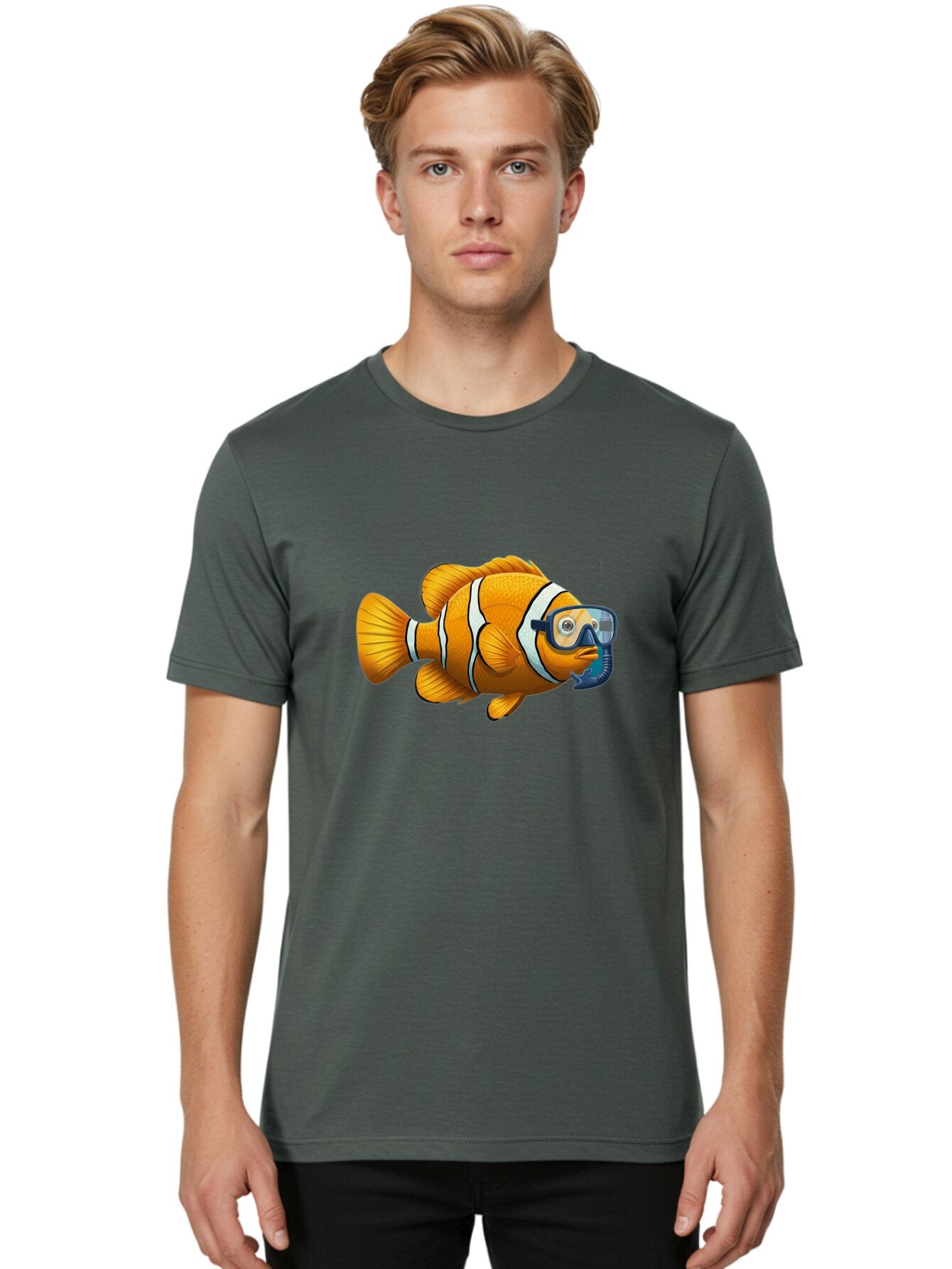 Clown-Fish-With-Snorkel-1 Men'S Graphic Tee, 100% Cotton, Comfortable Casual Summer Wear, Machine Washable, Vintage Camera, Old Camera, Antique Camera, Black Camera, Classic Photography, Photography Equipment, Nostalgic Device, Film Camera, Baq538 22