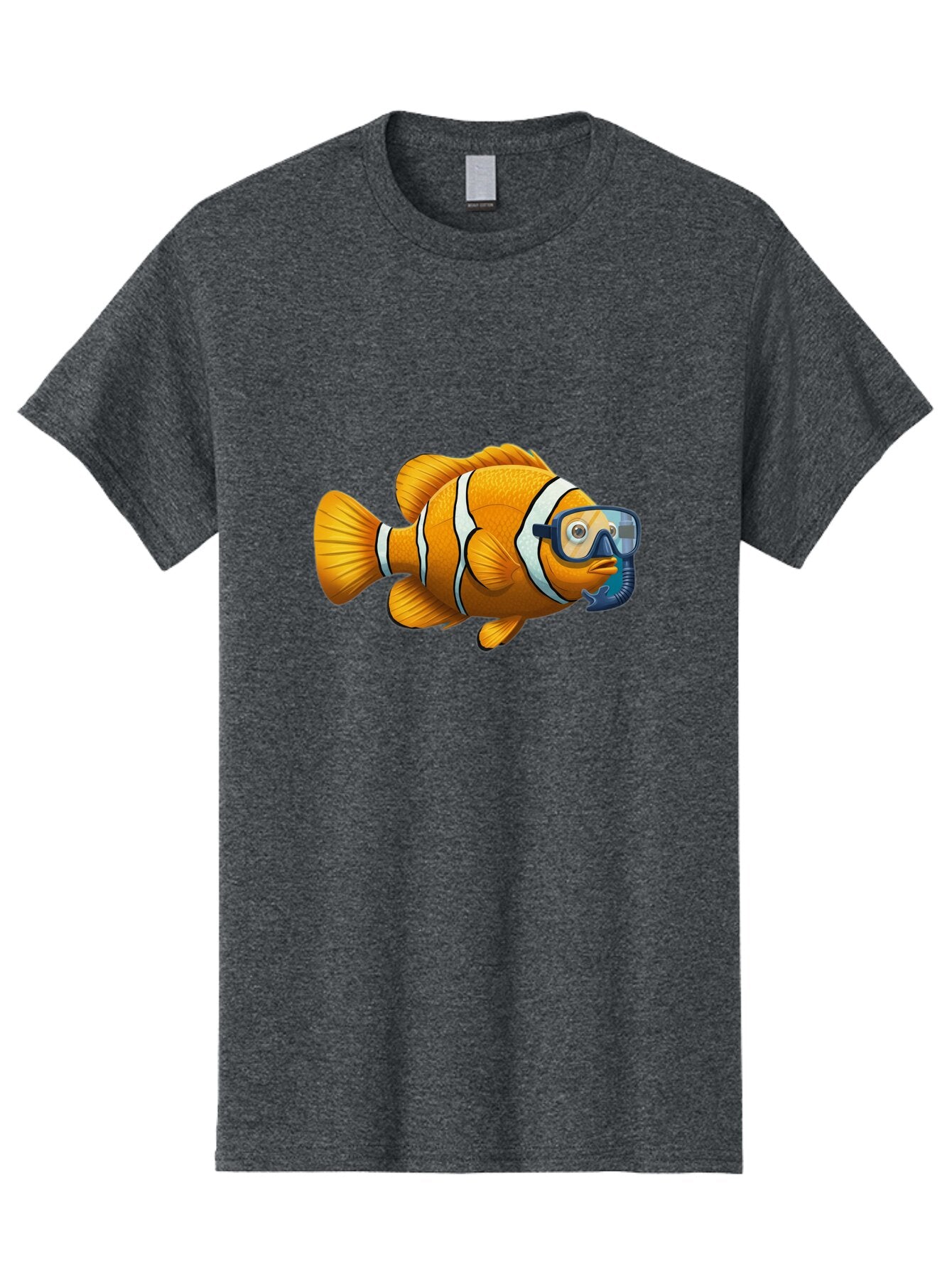 Clown-Fish-With-Snorkel-1 Men'S Graphic Tee, 100% Cotton, Comfortable Casual Summer Wear, Machine Washable, Vintage Camera, Old Camera, Antique Camera, Black Camera, Classic Photography, Photography Equipment, Nostalgic Device, Film Camera, Baq538 1