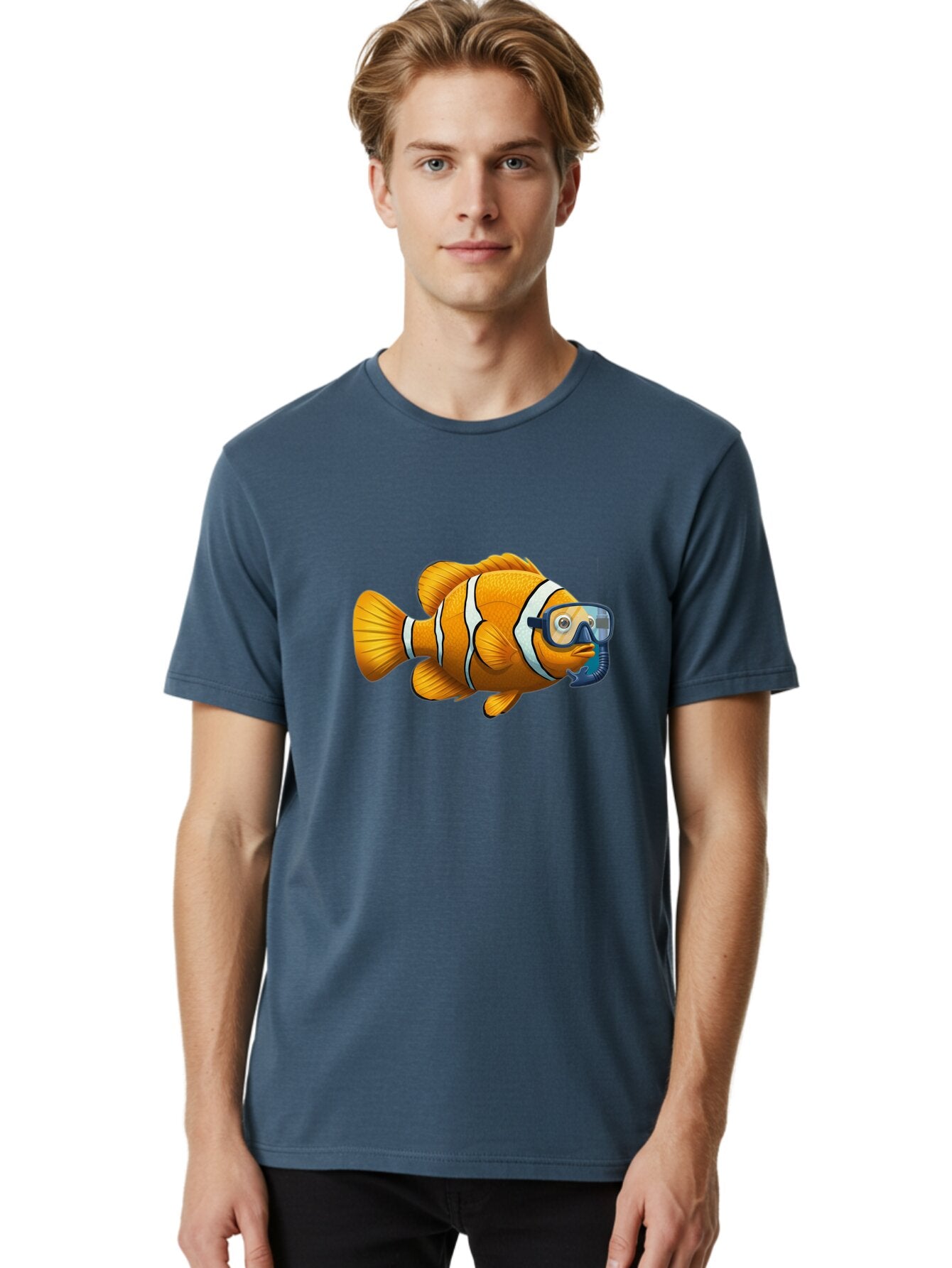 Clown-Fish-With-Snorkel-1 Men'S Graphic Tee, 100% Cotton, Comfortable Casual Summer Wear, Machine Washable, Vintage Camera, Old Camera, Antique Camera, Black Camera, Classic Photography, Photography Equipment, Nostalgic Device, Film Camera, Baq538 27