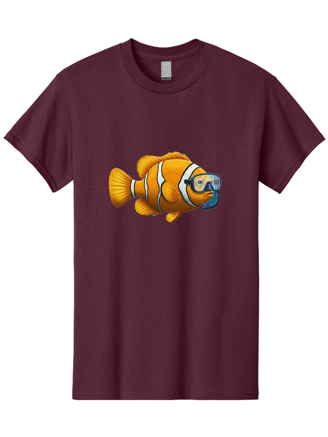 Clown-Fish-With-Snorkel-1 Men'S Graphic Tee, 100% Cotton, Comfortable Casual Summer Wear, Machine Washable, Vintage Camera, Old Camera, Antique Camera, Black Camera, Classic Photography, Photography Equipment, Nostalgic Device, Film Camera, Baq538 2