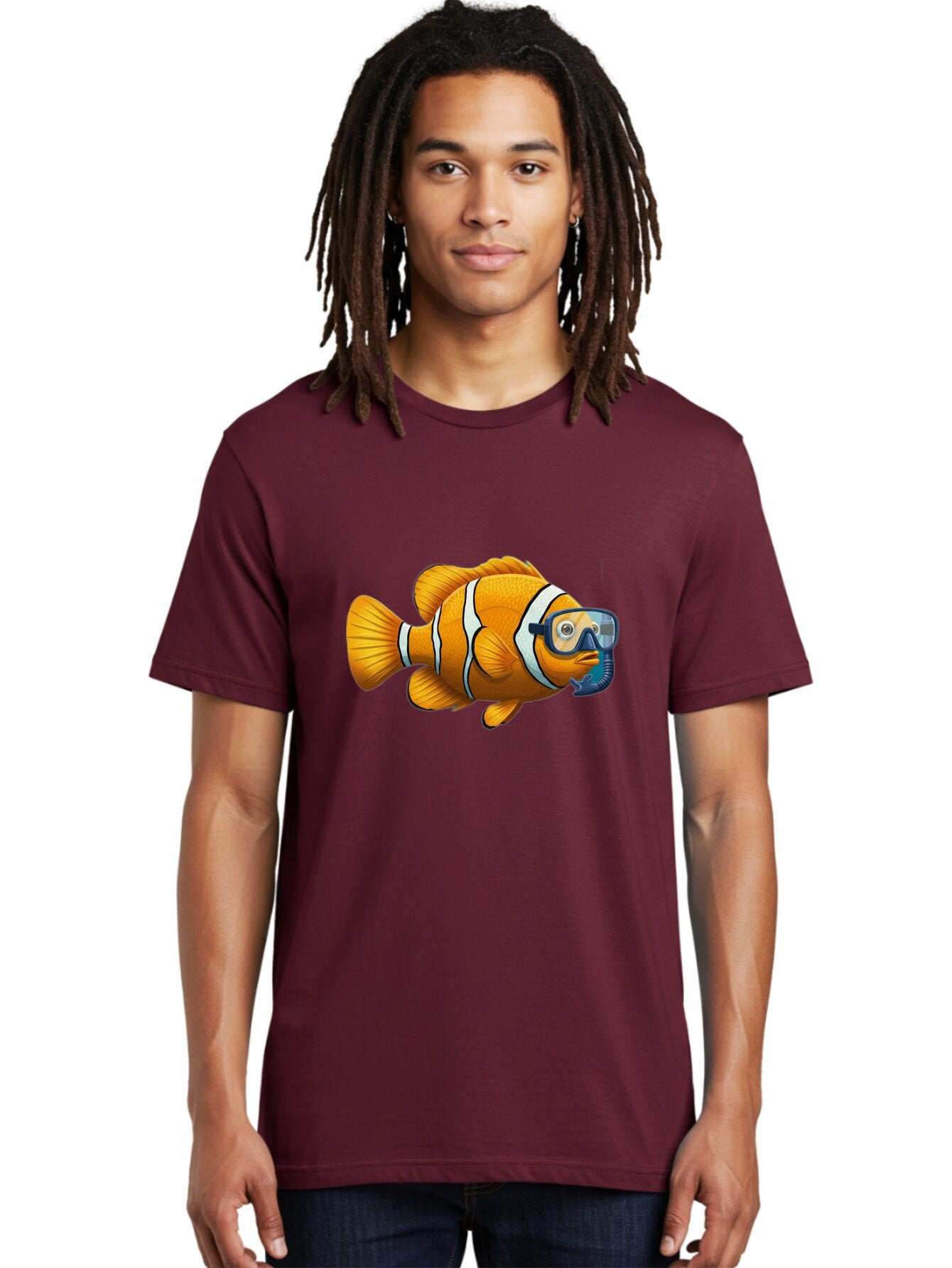 Clown-Fish-With-Snorkel-1 Men'S Graphic Tee, 100% Cotton, Comfortable Casual Summer Wear, Machine Washable, Vintage Camera, Old Camera, Antique Camera, Black Camera, Classic Photography, Photography Equipment, Nostalgic Device, Film Camera, Baq538 21