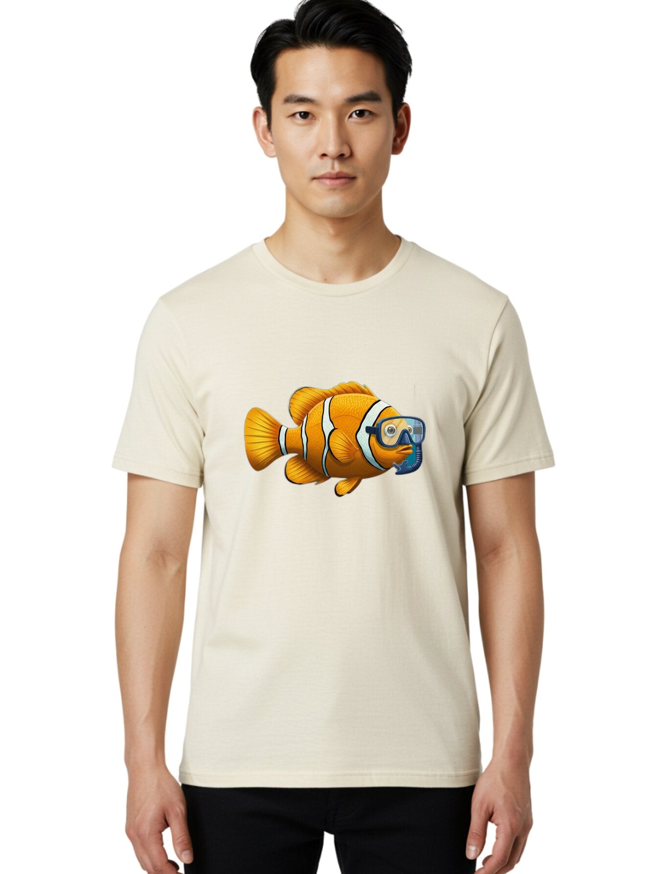 Clown-Fish-With-Snorkel-1 Men'S Graphic Tee, 100% Cotton, Comfortable Casual Summer Wear, Machine Washable, Vintage Camera, Old Camera, Antique Camera, Black Camera, Classic Photography, Photography Equipment, Nostalgic Device, Film Camera, Baq538 25
