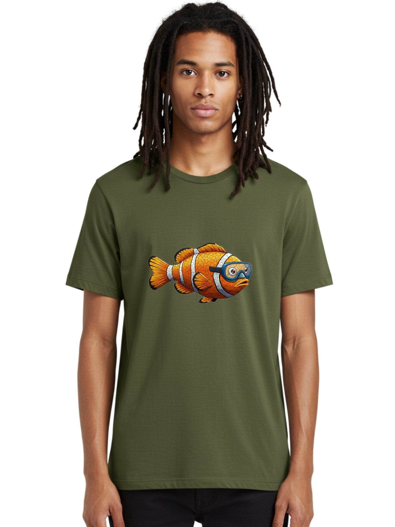 Clownfish-With-Snorkel-Mask Men'S Graphic Tee, 100% Cotton, Comfortable Casual Summer Wear, Machine Washable, Vintage Camera, Old Camera, Antique Camera, Black Camera, Classic Photography, Photography Equipment, Nostalgic Device, Film Camera, Baq542 18