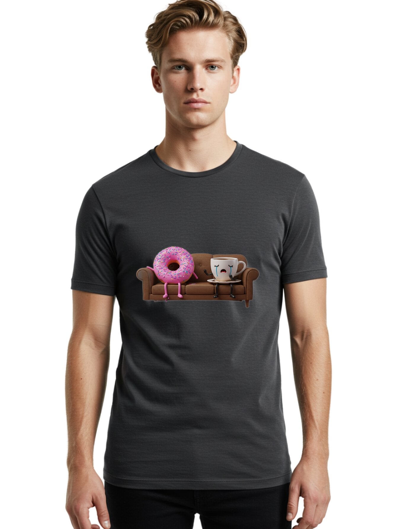 Coffee-Cup-And-Donut Men'S Graphic Tee, 100% Cotton, Comfortable Casual Summer Wear, Machine Washable, Vintage Camera, Old Camera, Antique Camera, Black Camera, Classic Photography, Photography Equipment, Nostalgic Device, Film Camera, Baq552 23