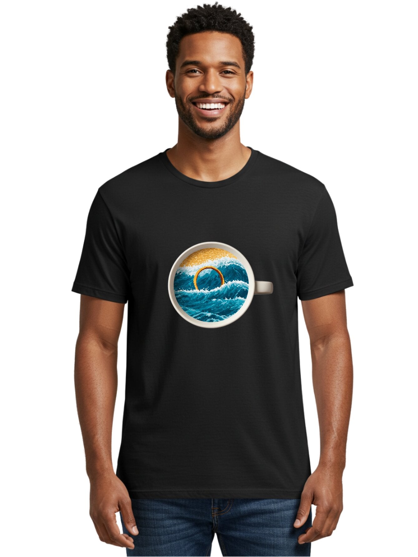 Coffee-Cup-Wave Men'S Graphic Tee, 100% Cotton, Comfortable Casual Summer Wear, Machine Washable, Vintage Camera, Old Camera, Antique Camera, Black Camera, Classic Photography, Photography Equipment, Nostalgic Device, Film Camera, Camera Art Baq553 29