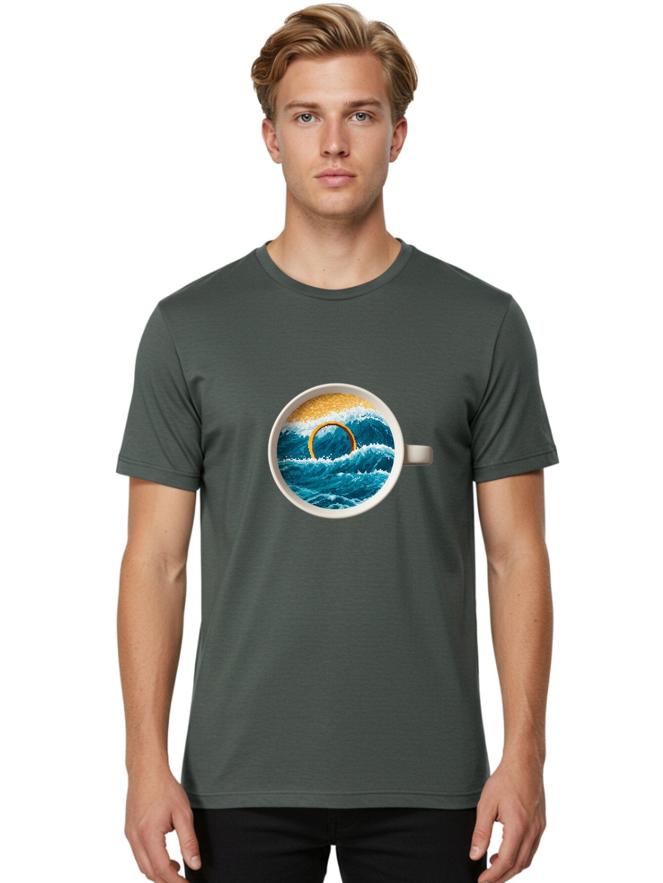 Coffee-Cup-Wave Men'S Graphic Tee, 100% Cotton, Comfortable Casual Summer Wear, Machine Washable, Vintage Camera, Old Camera, Antique Camera, Black Camera, Classic Photography, Photography Equipment, Nostalgic Device, Film Camera, Camera Art Baq553 30