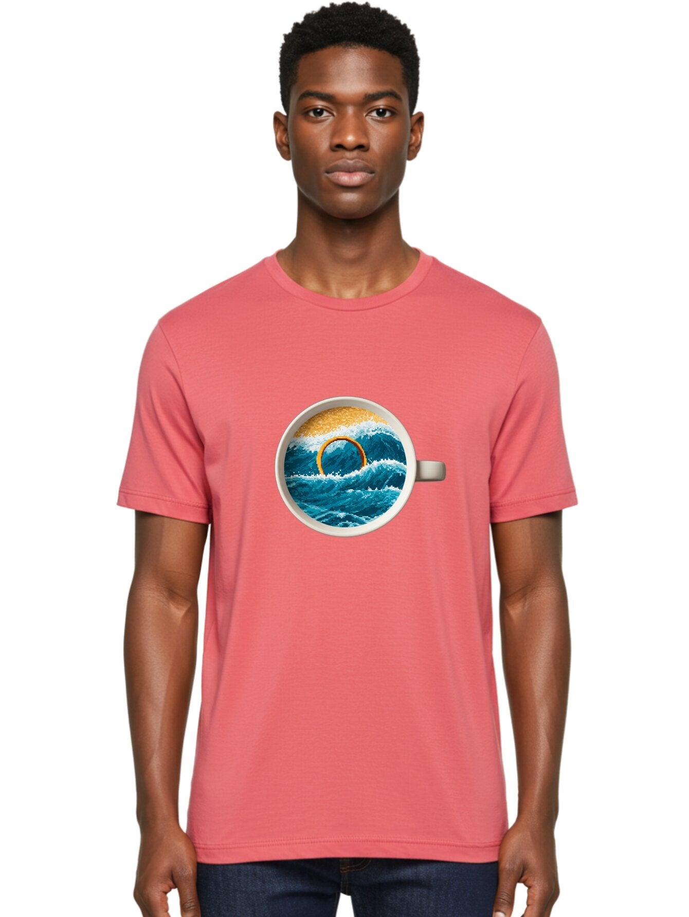 Coffee-Cup-Wave Men'S Graphic Tee, 100% Cotton, Comfortable Casual Summer Wear, Machine Washable, Vintage Camera, Old Camera, Antique Camera, Black Camera, Classic Photography, Photography Equipment, Nostalgic Device, Film Camera, Camera Art Baq553 23