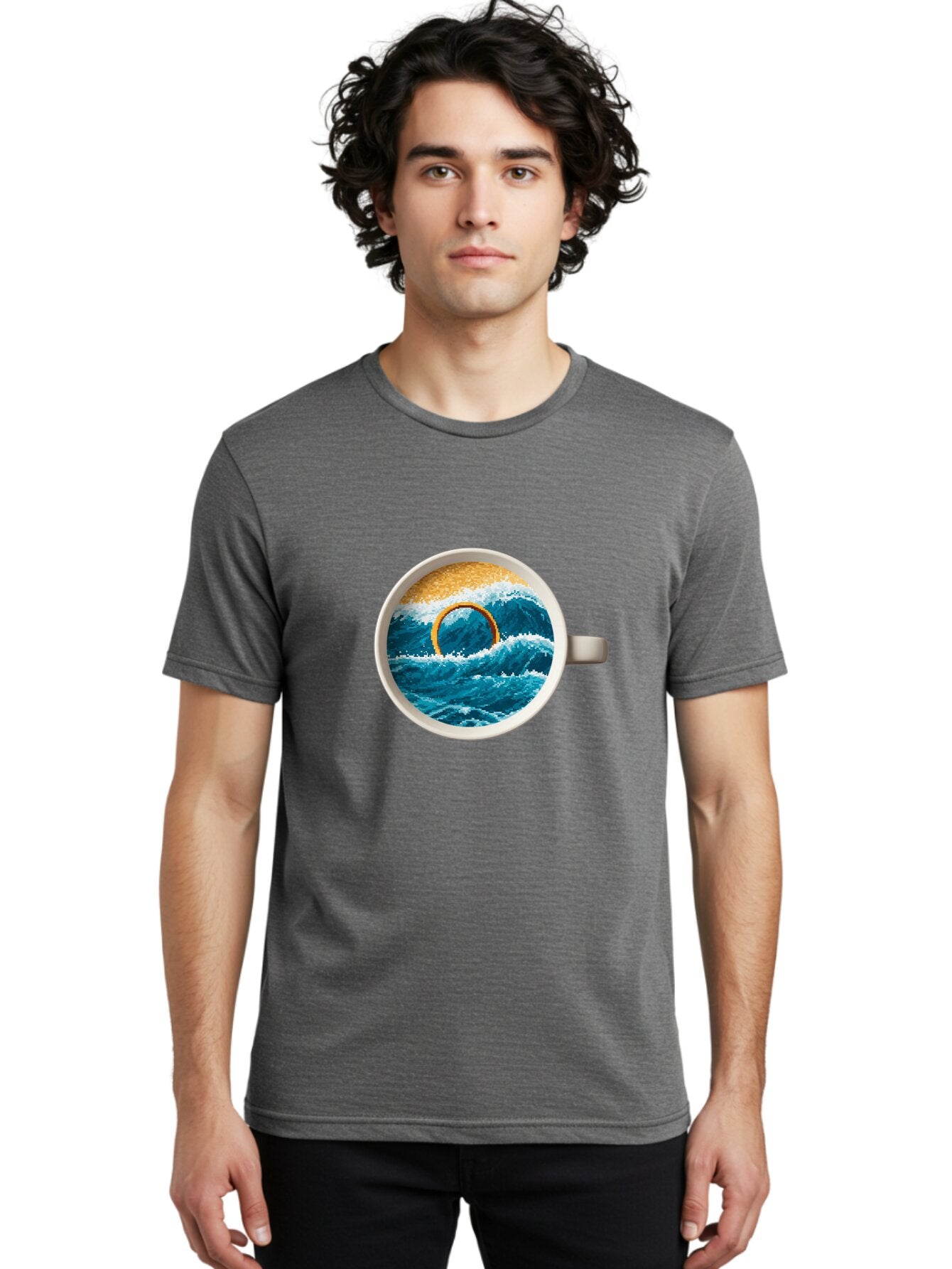 Coffee-Cup-Wave Men'S Graphic Tee, 100% Cotton, Comfortable Casual Summer Wear, Machine Washable, Vintage Camera, Old Camera, Antique Camera, Black Camera, Classic Photography, Photography Equipment, Nostalgic Device, Film Camera, Camera Art Baq553 26