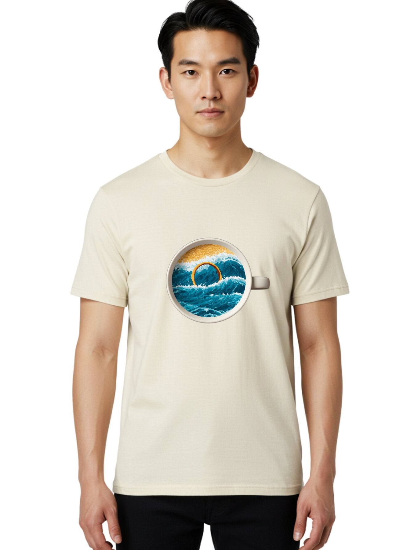 Coffee-Cup-Wave Men'S Graphic Tee, 100% Cotton, Comfortable Casual Summer Wear, Machine Washable, Vintage Camera, Old Camera, Antique Camera, Black Camera, Classic Photography, Photography Equipment, Nostalgic Device, Film Camera, Camera Art Baq553 27