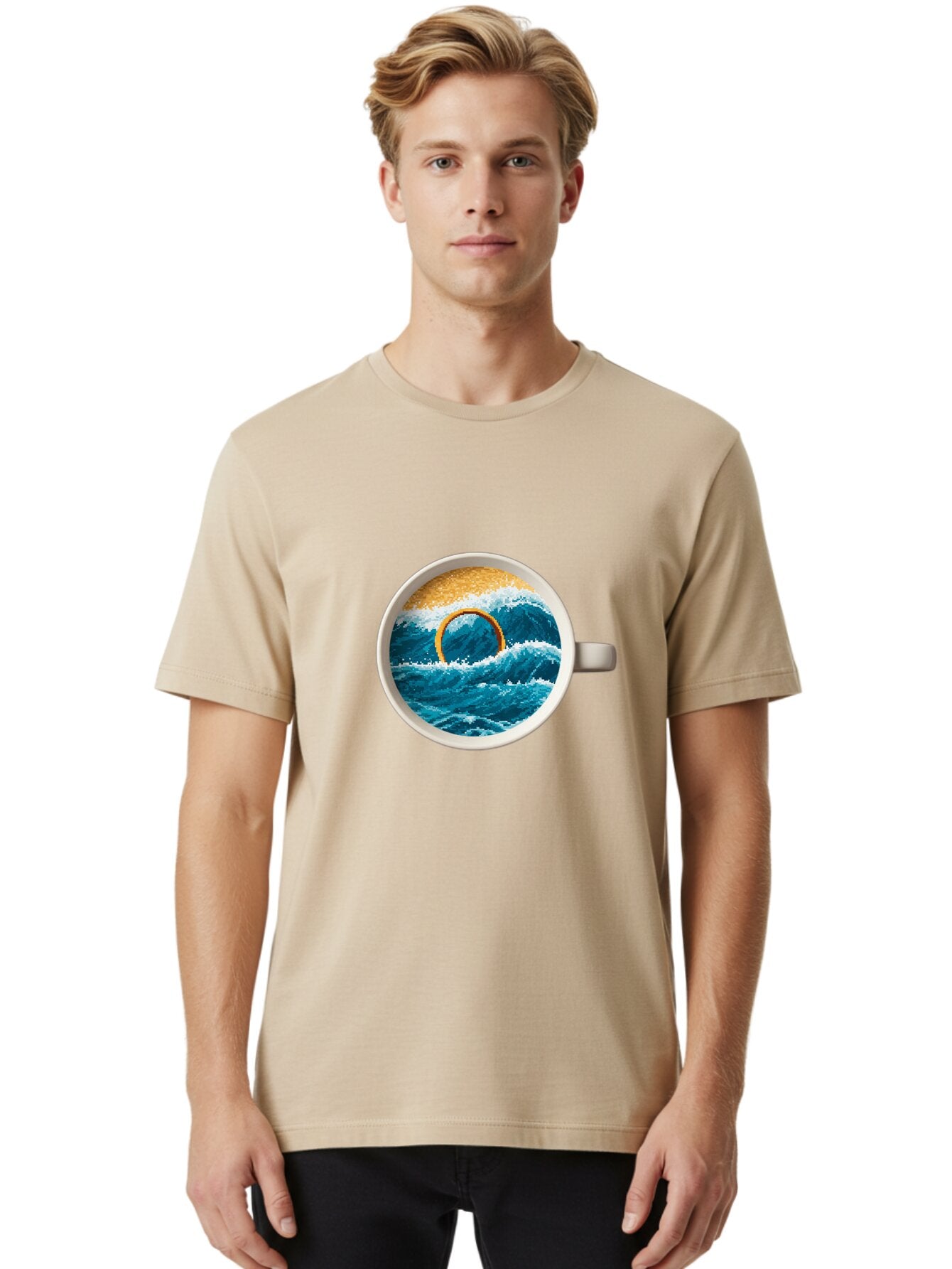 Coffee-Cup-Wave Men'S Graphic Tee, 100% Cotton, Comfortable Casual Summer Wear, Machine Washable, Vintage Camera, Old Camera, Antique Camera, Black Camera, Classic Photography, Photography Equipment, Nostalgic Device, Film Camera, Camera Art Baq553 16