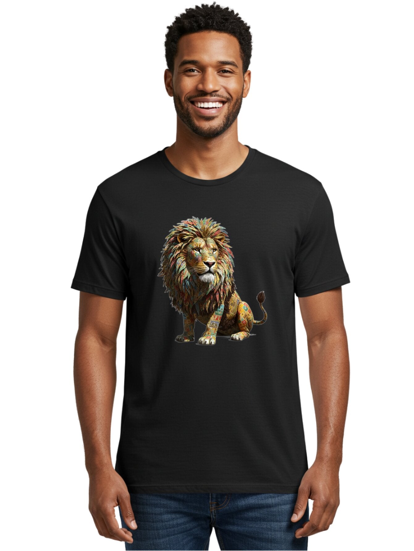 Collage-Lion Men'S Graphic Tee, 100% Cotton, Comfortable Casual Summer Wear, Machine Washable, Vintage Camera, Old Camera, Antique Camera, Black Camera, Classic Photography, Photography Equipment, Nostalgic Device, Film Camera, Camera Art Baq559 17