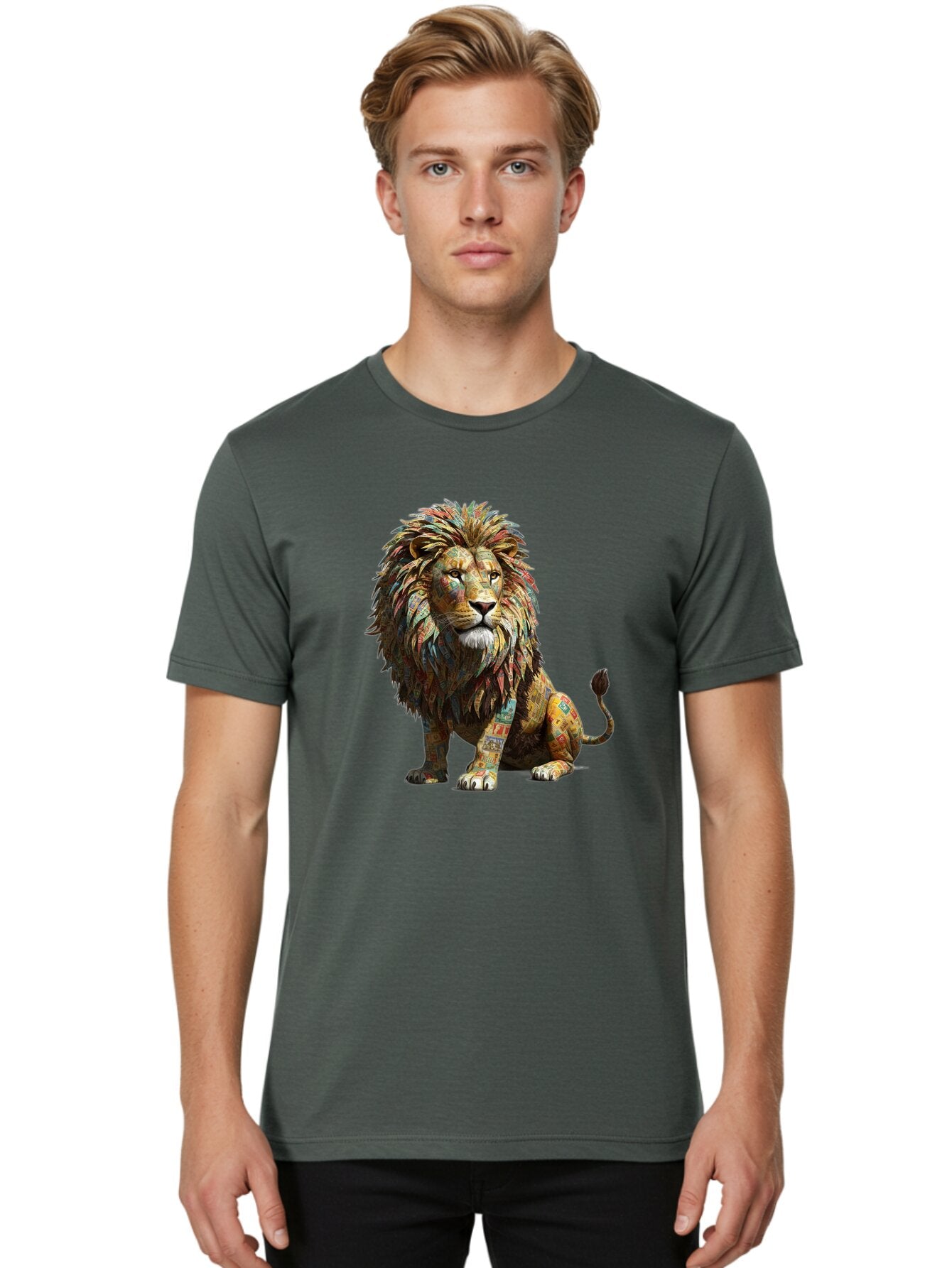 Collage-Lion Men'S Graphic Tee, 100% Cotton, Comfortable Casual Summer Wear, Machine Washable, Vintage Camera, Old Camera, Antique Camera, Black Camera, Classic Photography, Photography Equipment, Nostalgic Device, Film Camera, Camera Art Baq559 22