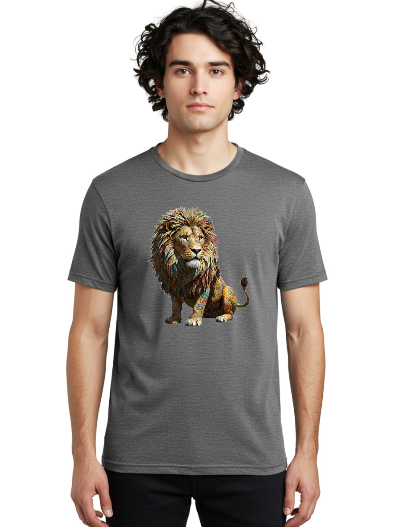 Collage-Lion Men'S Graphic Tee, 100% Cotton, Comfortable Casual Summer Wear, Machine Washable, Vintage Camera, Old Camera, Antique Camera, Black Camera, Classic Photography, Photography Equipment, Nostalgic Device, Film Camera, Camera Art Baq559 23