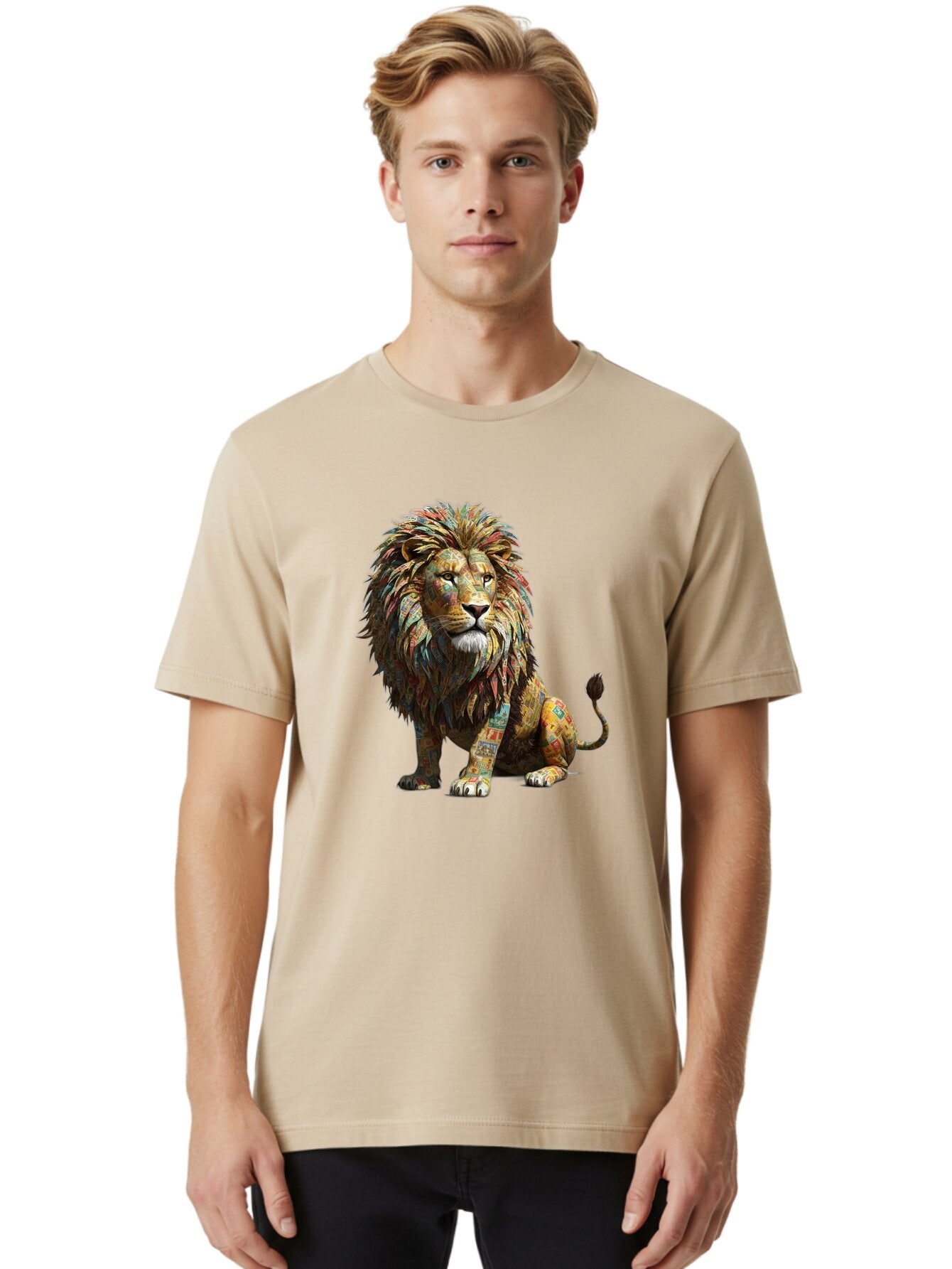 Collage-Lion Men'S Graphic Tee, 100% Cotton, Comfortable Casual Summer Wear, Machine Washable, Vintage Camera, Old Camera, Antique Camera, Black Camera, Classic Photography, Photography Equipment, Nostalgic Device, Film Camera, Camera Art Baq559 21