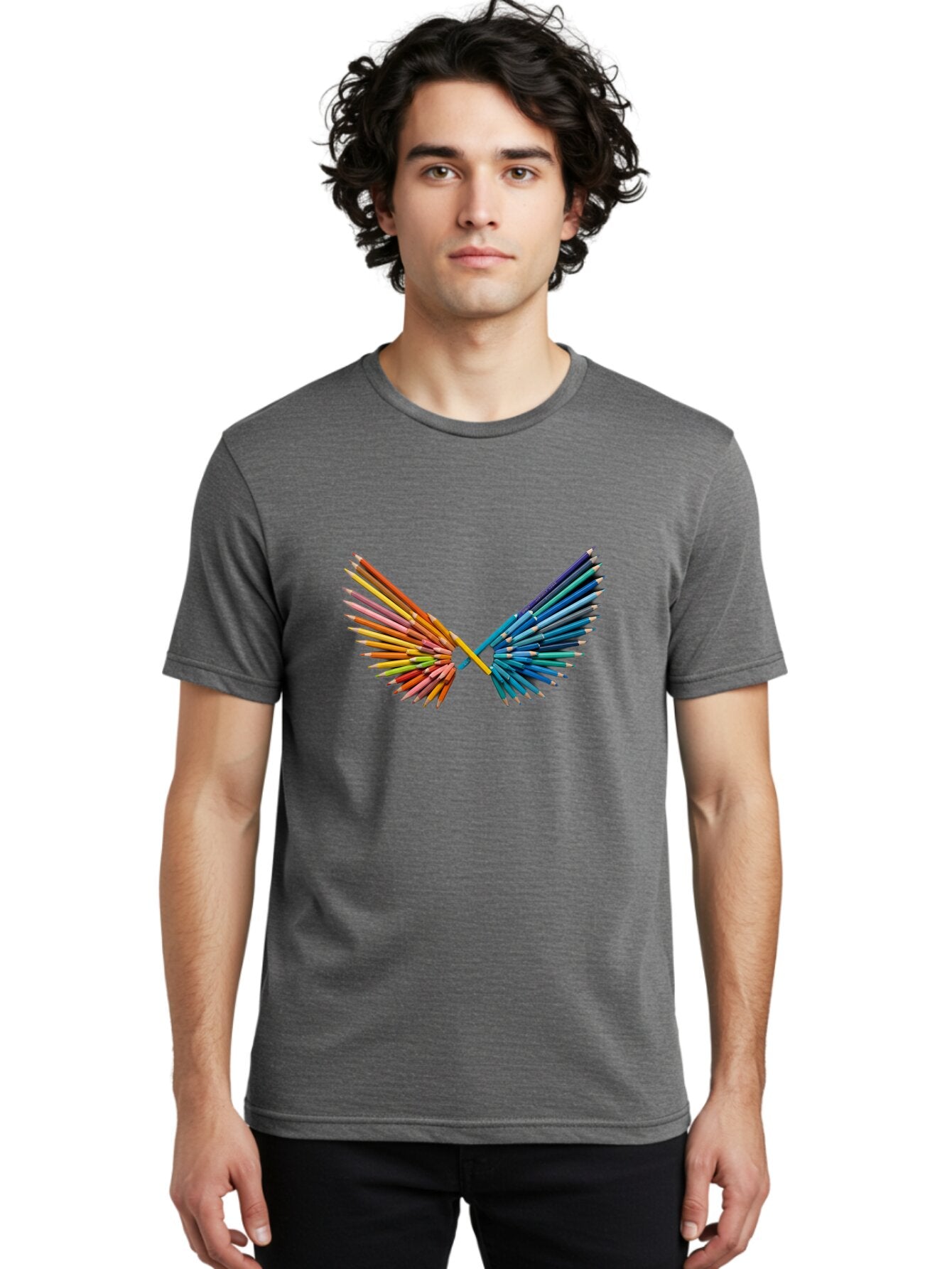 Color-Pencils-Wings Men'S Graphic Tee, 100% Cotton, Comfortable Casual Summer Wear, Machine Washable, Vintage Camera, Old Camera, Antique Camera, Black Camera, Classic Photography, Photography Equipment, Nostalgic Device, Film Camera, Baq560 30