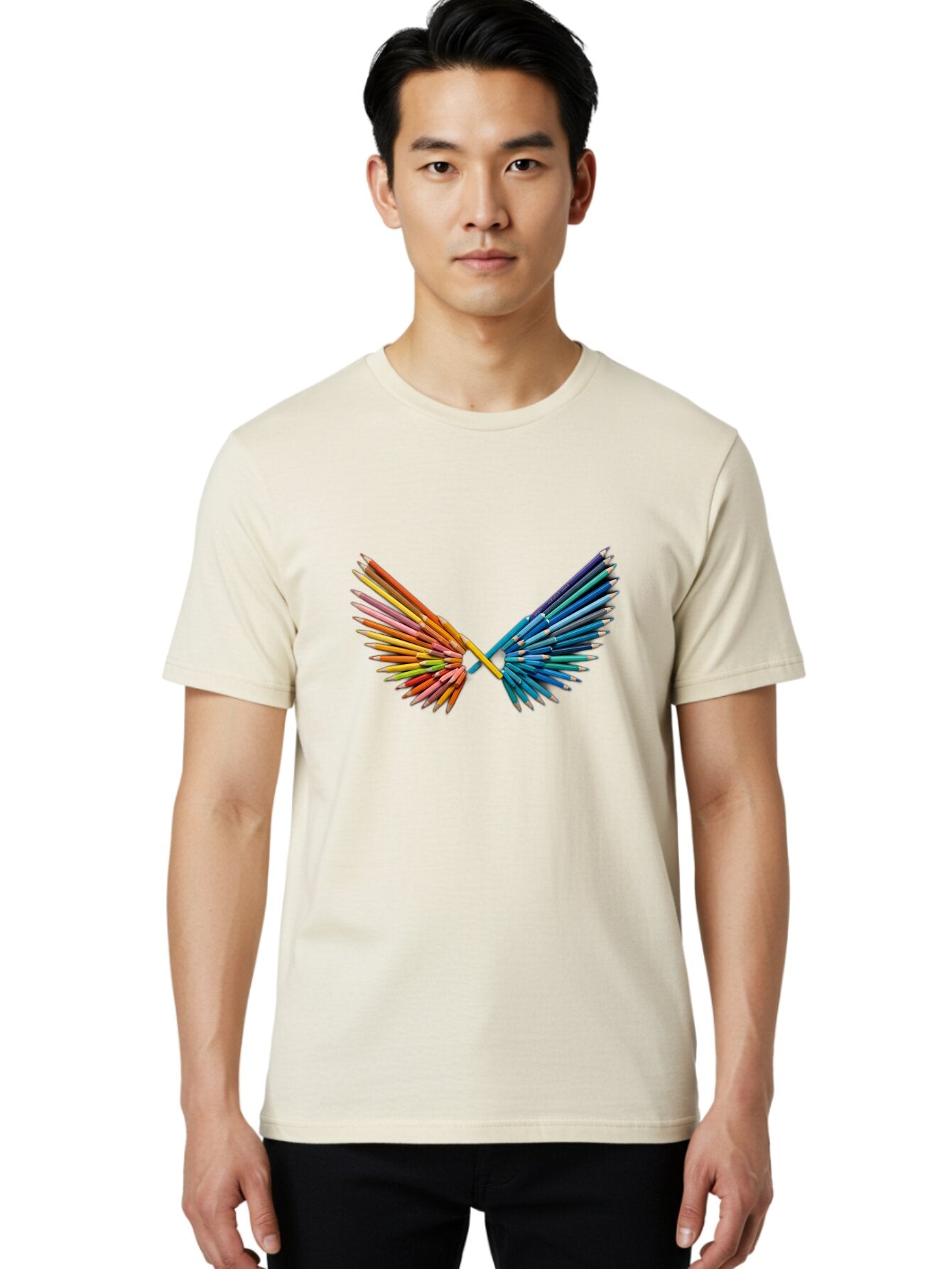 Color-Pencils-Wings Men'S Graphic Tee, 100% Cotton, Comfortable Casual Summer Wear, Machine Washable, Vintage Camera, Old Camera, Antique Camera, Black Camera, Classic Photography, Photography Equipment, Nostalgic Device, Film Camera, Baq560 17