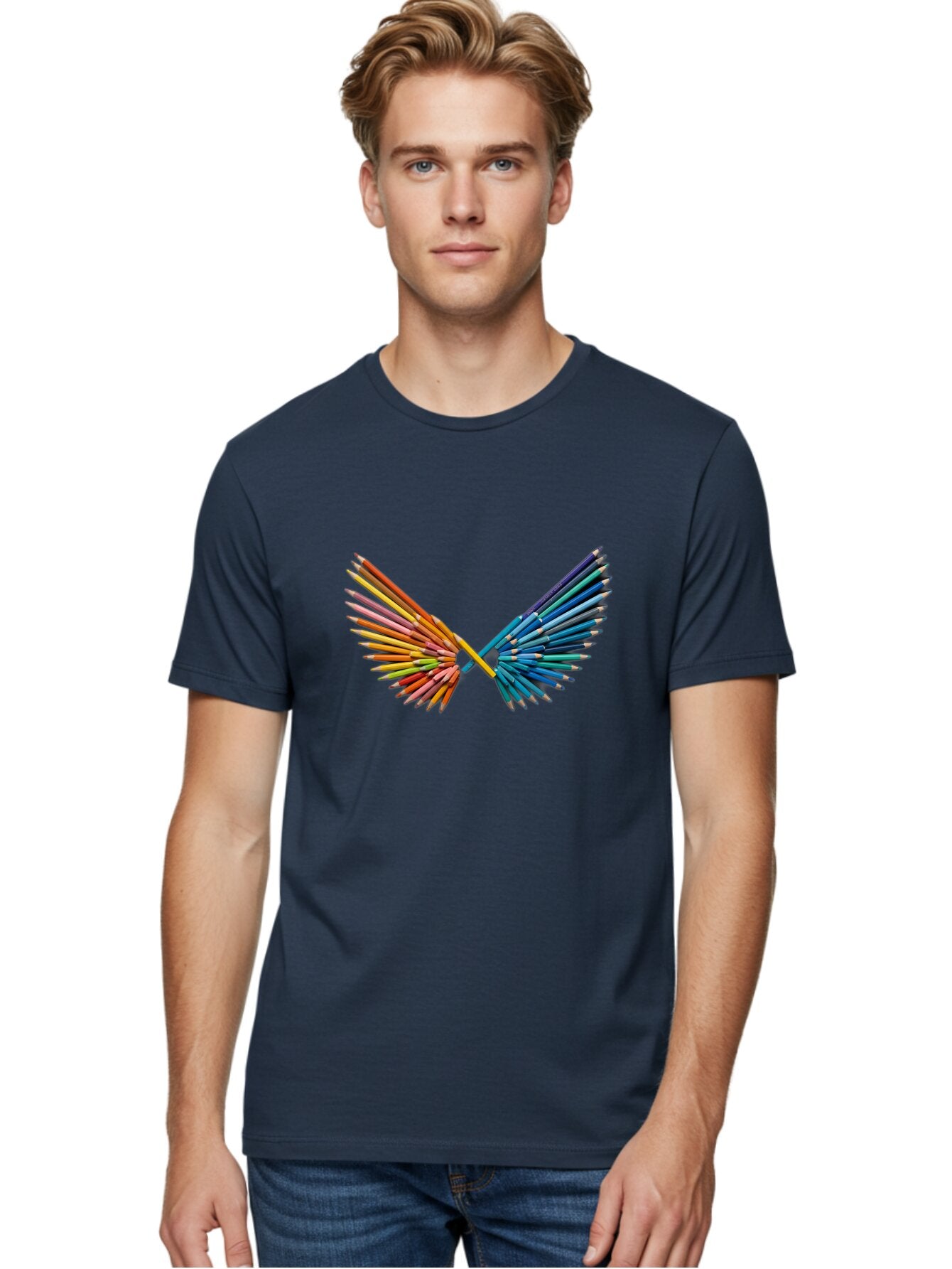 Color-Pencils-Wings Men'S Graphic Tee, 100% Cotton, Comfortable Casual Summer Wear, Machine Washable, Vintage Camera, Old Camera, Antique Camera, Black Camera, Classic Photography, Photography Equipment, Nostalgic Device, Film Camera, Baq560 16
