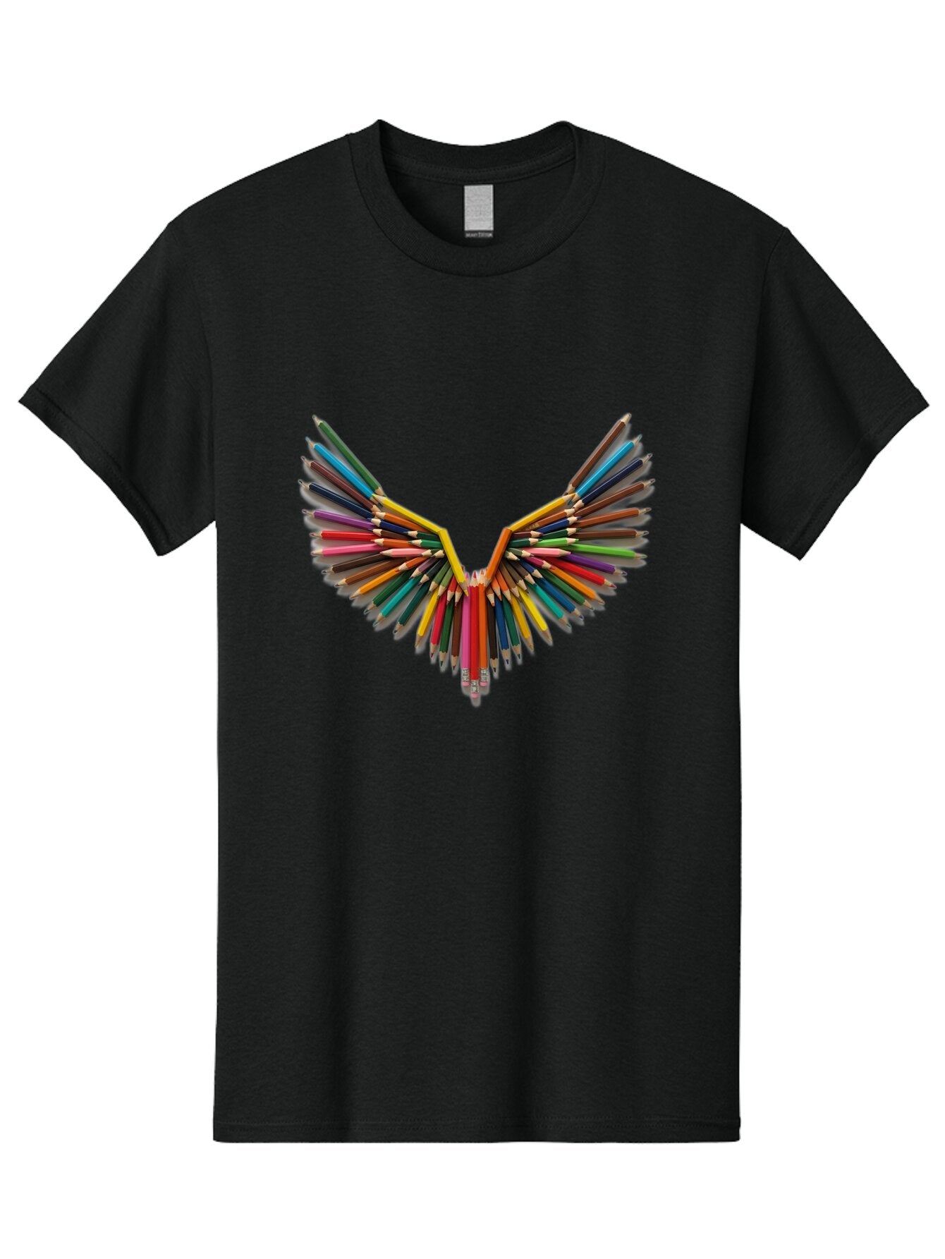Colored-Pencils-Wings-1 Men'S Graphic Tee, 100% Cotton, Comfortable Casual Summer Wear, Machine Washable, Vintage Camera, Old Camera, Antique Camera, Black Camera, Classic Photography, Photography Equipment, Nostalgic Device, Film Camera, Baq561 11