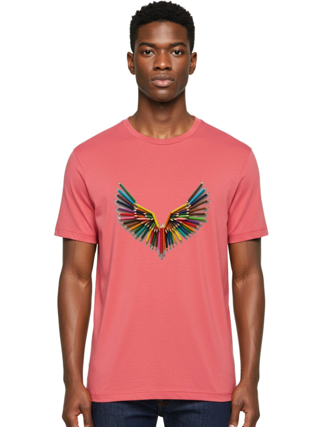 Colored-Pencils-Wings-1 Men'S Graphic Tee, 100% Cotton, Comfortable Casual Summer Wear, Machine Washable, Vintage Camera, Old Camera, Antique Camera, Black Camera, Classic Photography, Photography Equipment, Nostalgic Device, Film Camera, Baq561 26