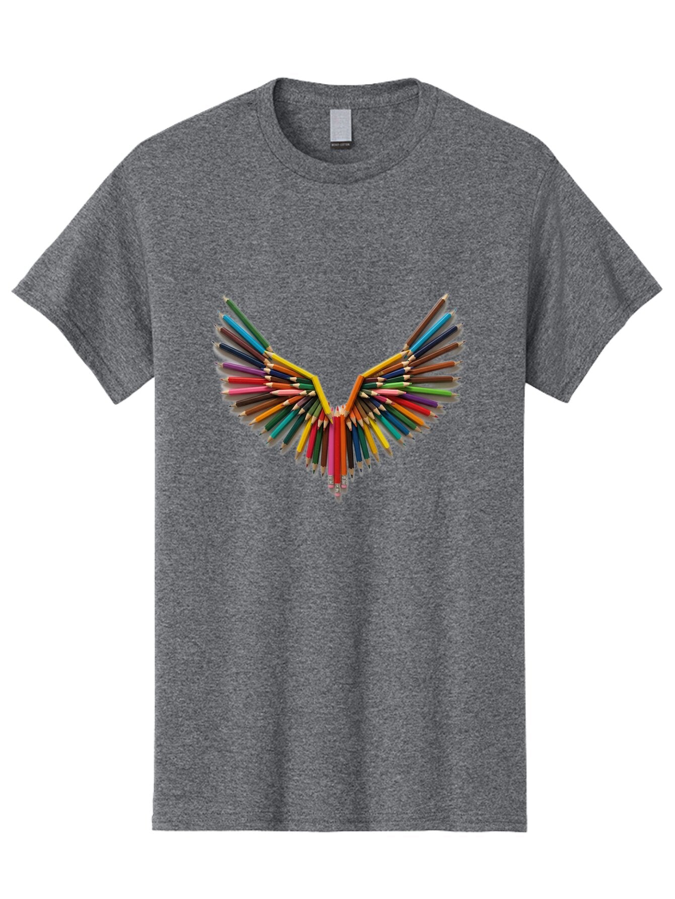 Colored-Pencils-Wings-1 Men'S Graphic Tee, 100% Cotton, Comfortable Casual Summer Wear, Machine Washable, Vintage Camera, Old Camera, Antique Camera, Black Camera, Classic Photography, Photography Equipment, Nostalgic Device, Film Camera, Baq561 13
