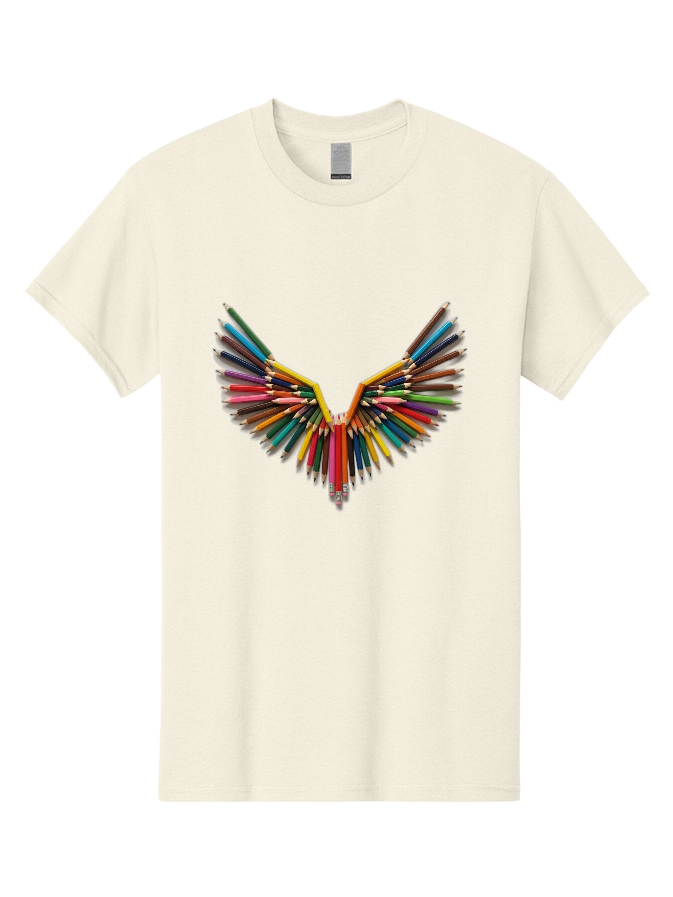 Colored-Pencils-Wings-1 Men'S Graphic Tee, 100% Cotton, Comfortable Casual Summer Wear, Machine Washable, Vintage Camera, Old Camera, Antique Camera, Black Camera, Classic Photography, Photography Equipment, Nostalgic Device, Film Camera, Baq561 3