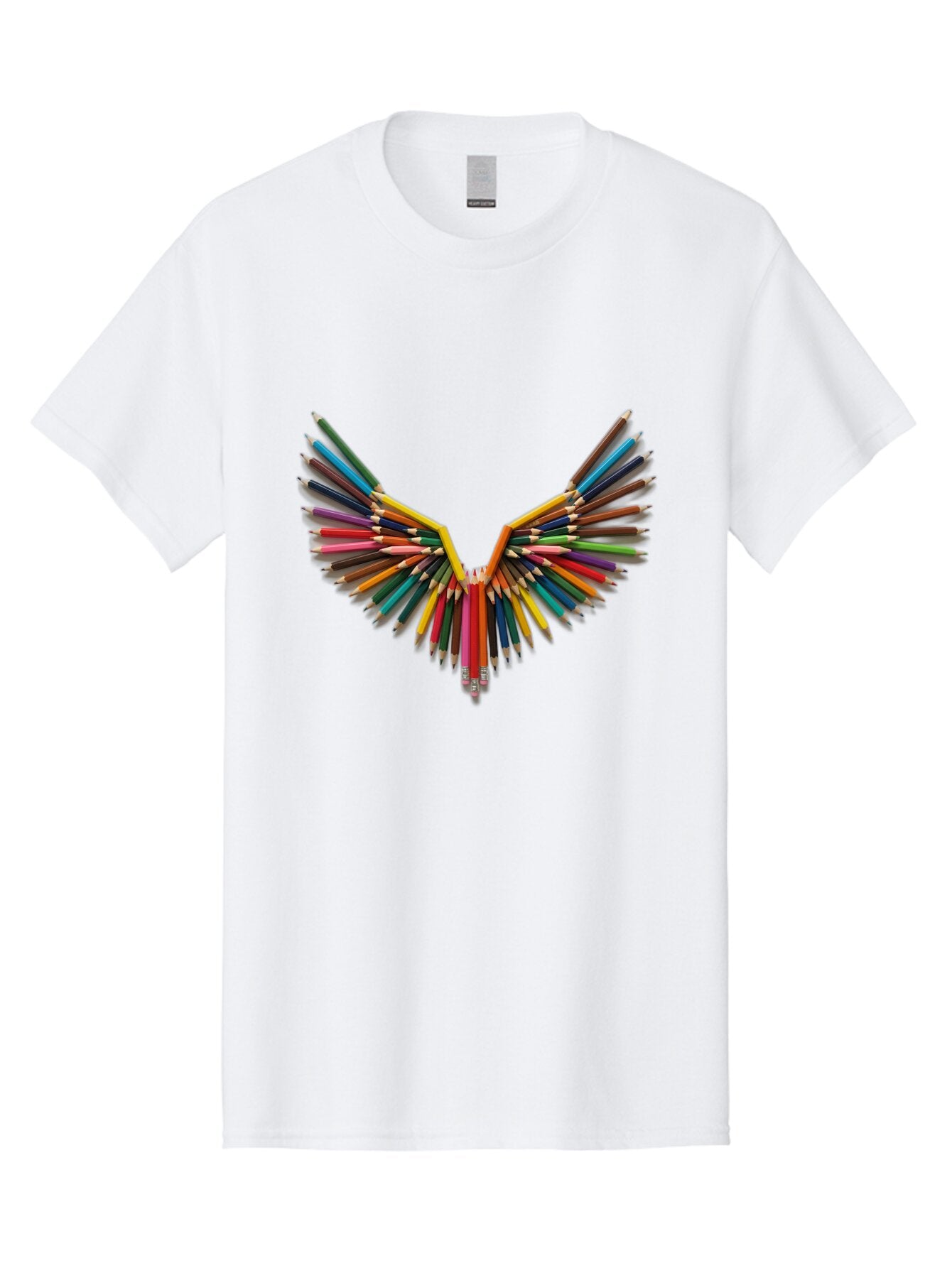 Colored-Pencils-Wings-1 Men'S Graphic Tee, 100% Cotton, Comfortable Casual Summer Wear, Machine Washable, Vintage Camera, Old Camera, Antique Camera, Black Camera, Classic Photography, Photography Equipment, Nostalgic Device, Film Camera, Baq561 4