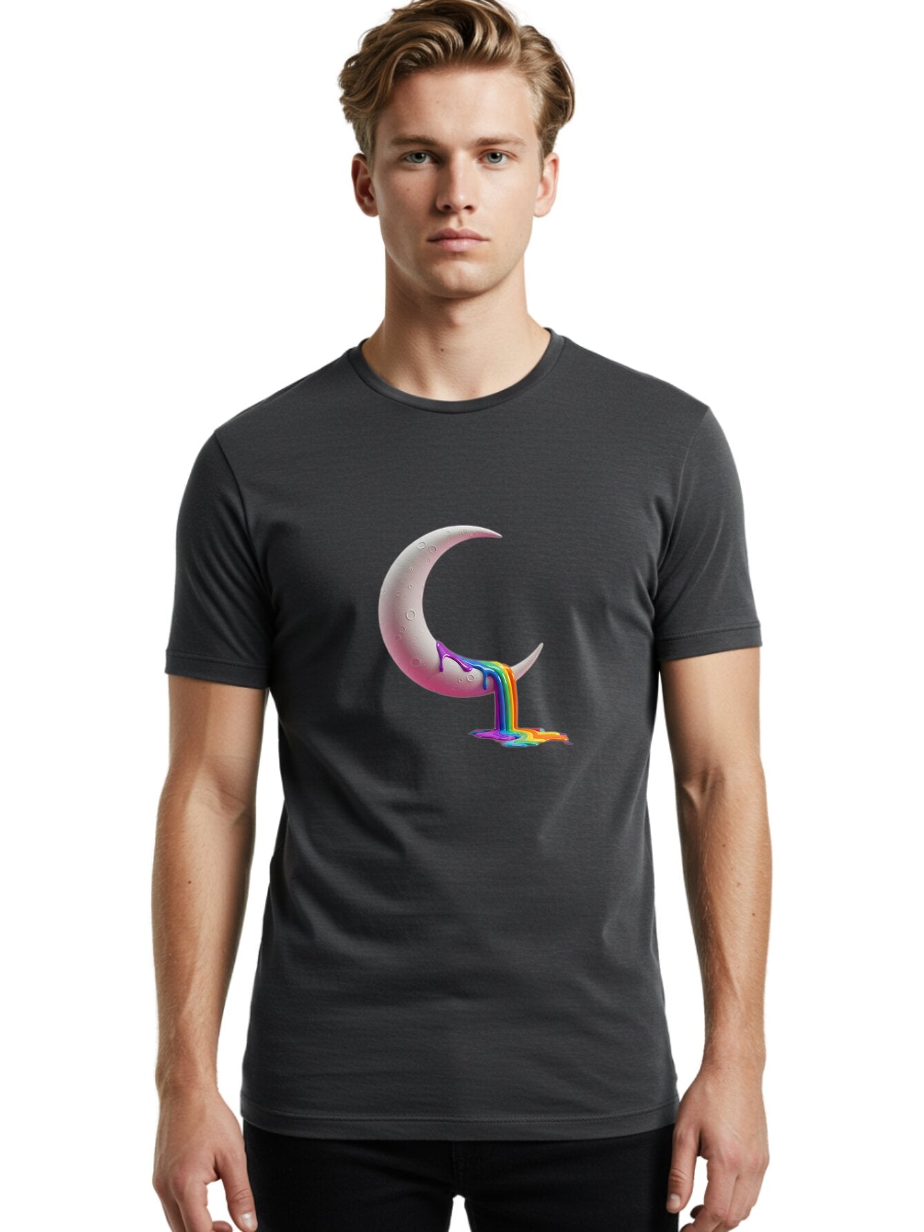 Crescent-Moon-With-Rainbow-Liquid Men'S Graphic Tee, 100% Cotton, Comfortable Casual Summer Wear, Machine Washable, Vintage Camera, Old Camera, Antique Camera, Black Camera, Classic Photography, Photography Equipment, Nostalgic Device, Baq596 16