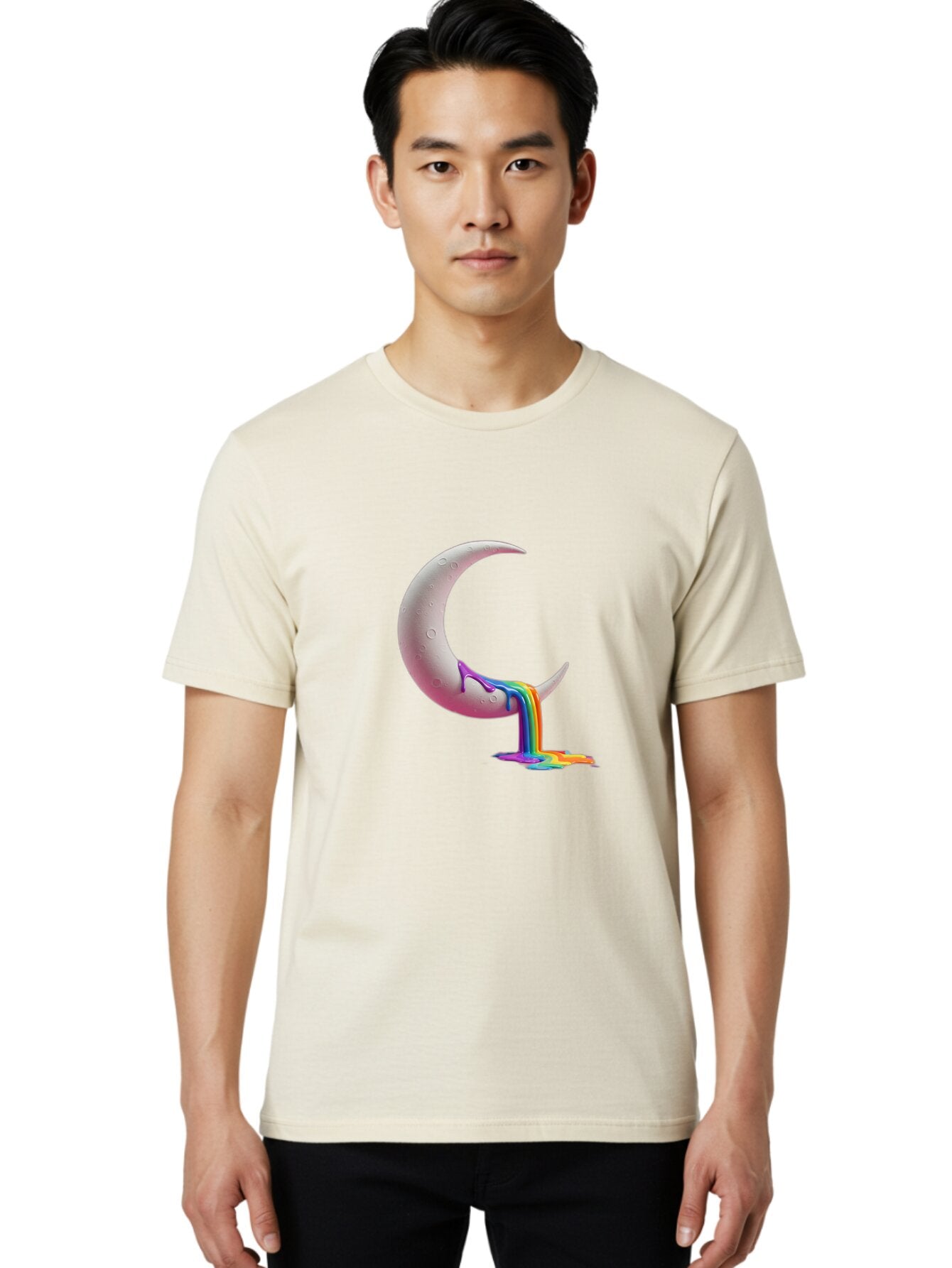 Crescent-Moon-With-Rainbow-Liquid Men'S Graphic Tee, 100% Cotton, Comfortable Casual Summer Wear, Machine Washable, Vintage Camera, Old Camera, Antique Camera, Black Camera, Classic Photography, Photography Equipment, Nostalgic Device, Baq596 23