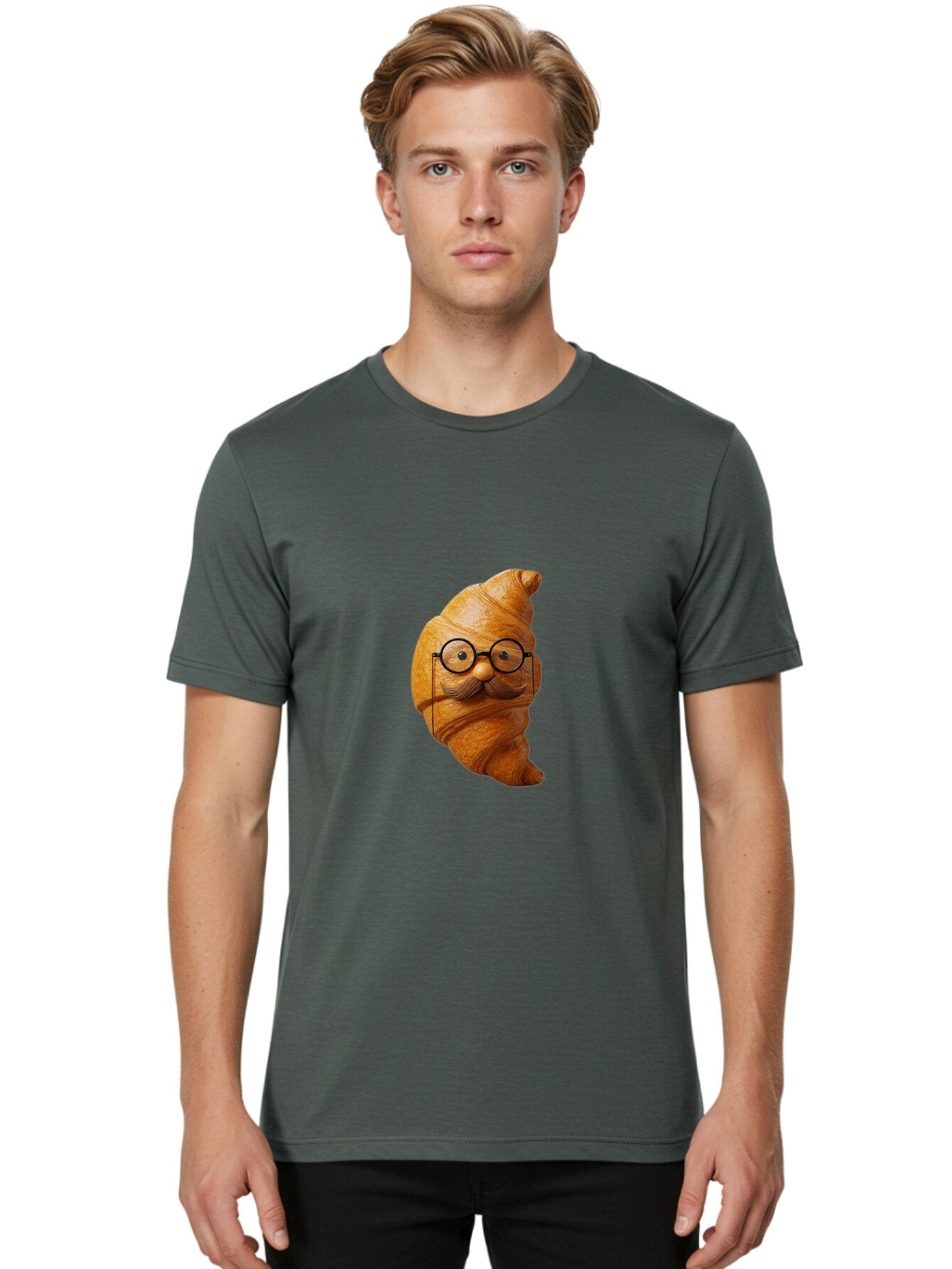 Croissant-Character Men'S Graphic Tee, 100% Cotton, Comfortable Casual Summer Wear, Machine Washable, Vintage Camera, Old Camera, Antique Camera, Black Camera, Classic Photography, Photography Equipment, Nostalgic Device, Film Camera, Baq601 26