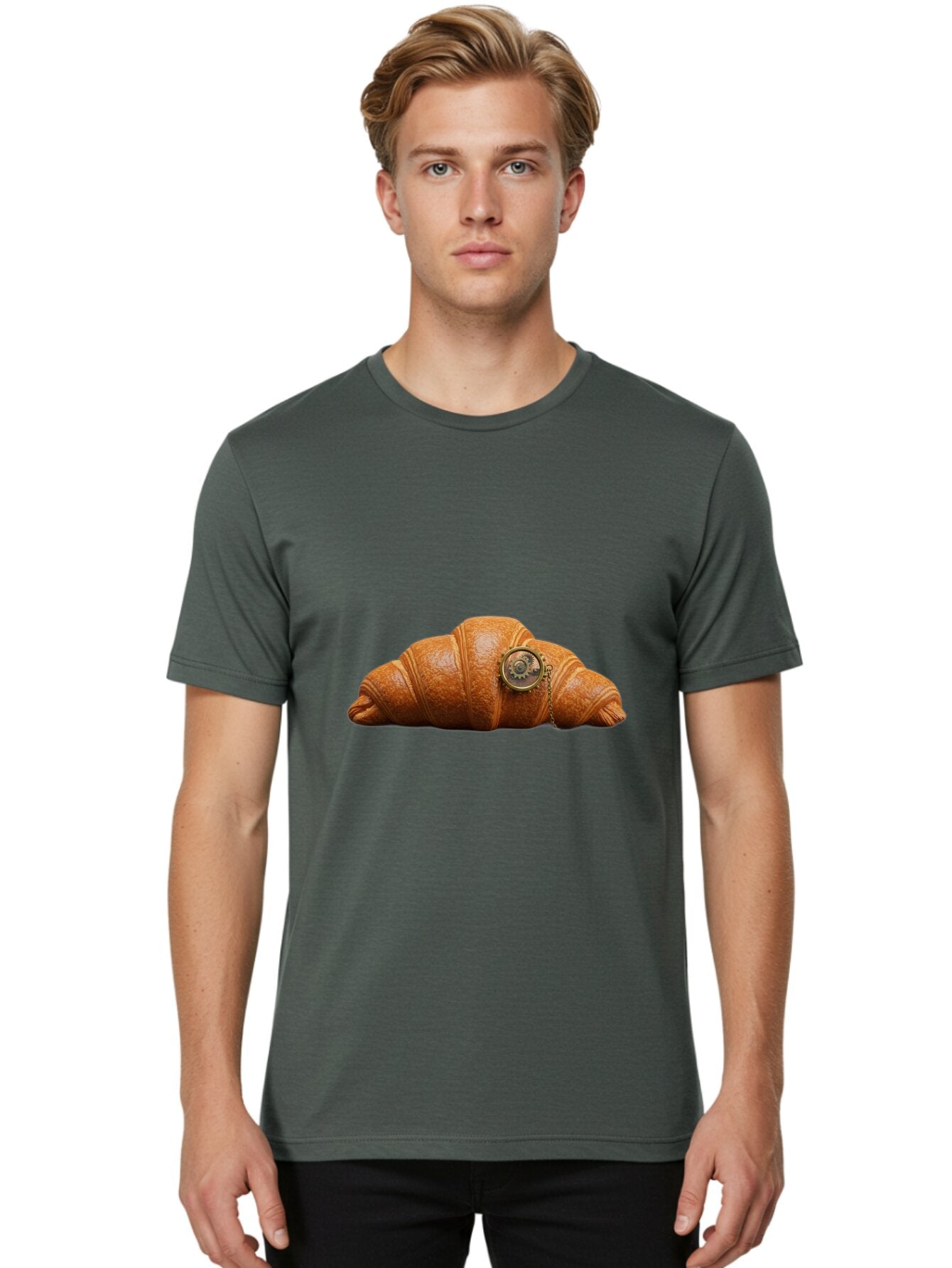 Croissant-Pocket-Watch Men'S Graphic Tee, 100% Cotton, Comfortable Casual Summer Wear, Machine Washable, Vintage Camera, Old Camera, Antique Camera, Black Camera, Classic Photography, Photography Equipment, Nostalgic Device, Film Camera, Baq603 26