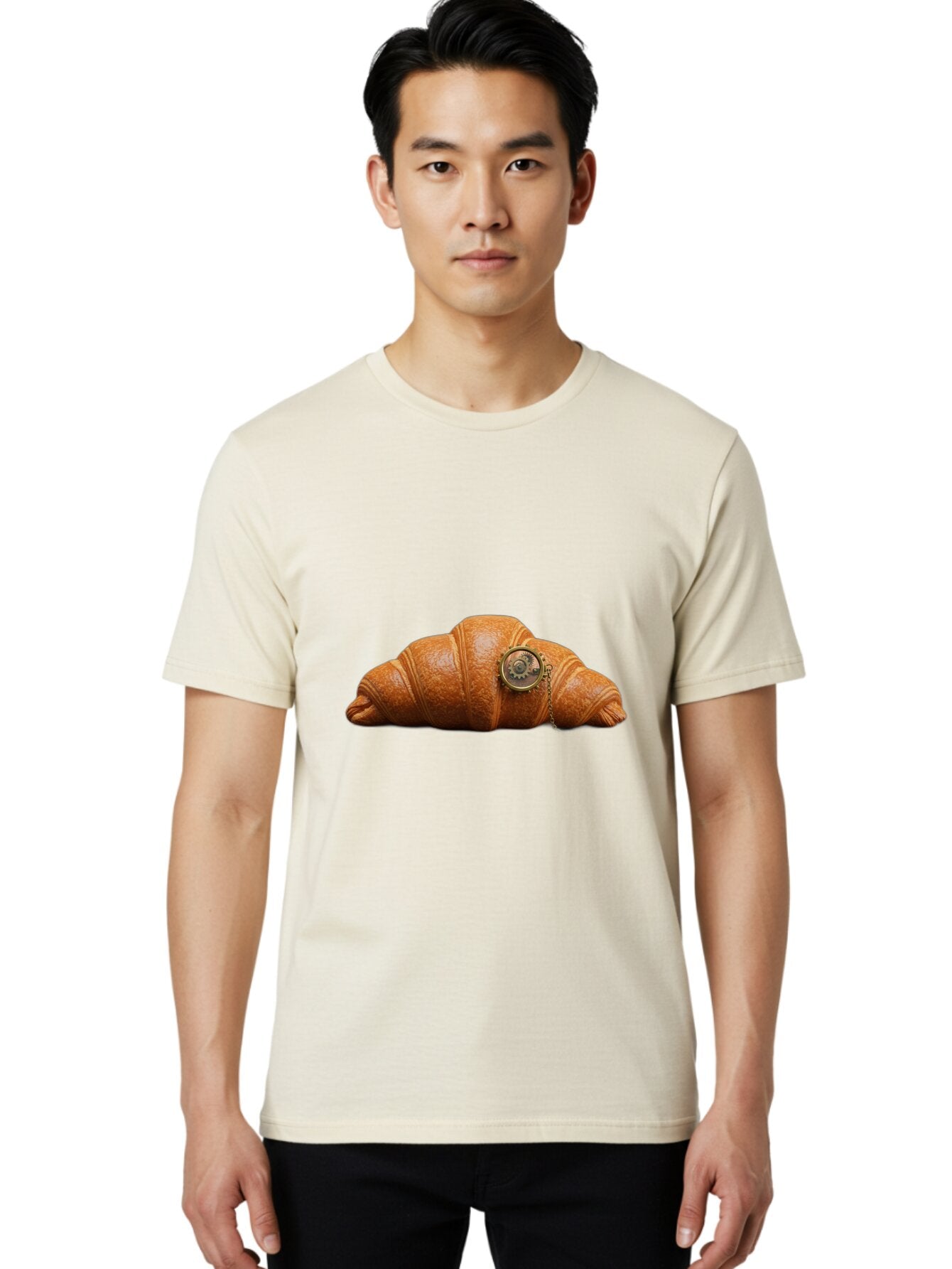 Croissant-Pocket-Watch Men'S Graphic Tee, 100% Cotton, Comfortable Casual Summer Wear, Machine Washable, Vintage Camera, Old Camera, Antique Camera, Black Camera, Classic Photography, Photography Equipment, Nostalgic Device, Film Camera, Baq603 22