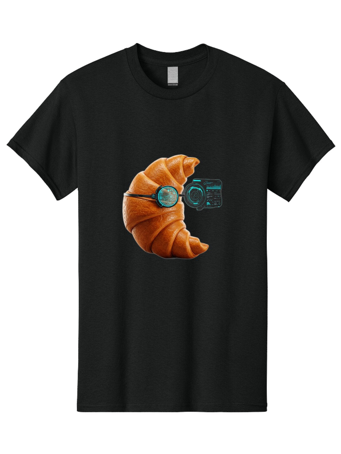 Croissant-With-Camera Men'S Graphic Tee, 100% Cotton, Comfortable Casual Summer Wear, Machine Washable, Vintage Camera, Old Camera, Antique Camera, Black Camera, Classic Photography, Photography Equipment, Nostalgic Device, Film Camera, Baq604 2