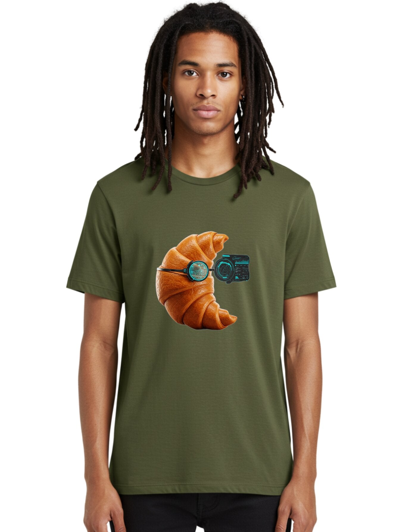 Croissant-With-Camera Men'S Graphic Tee, 100% Cotton, Comfortable Casual Summer Wear, Machine Washable, Vintage Camera, Old Camera, Antique Camera, Black Camera, Classic Photography, Photography Equipment, Nostalgic Device, Film Camera, Baq604 20