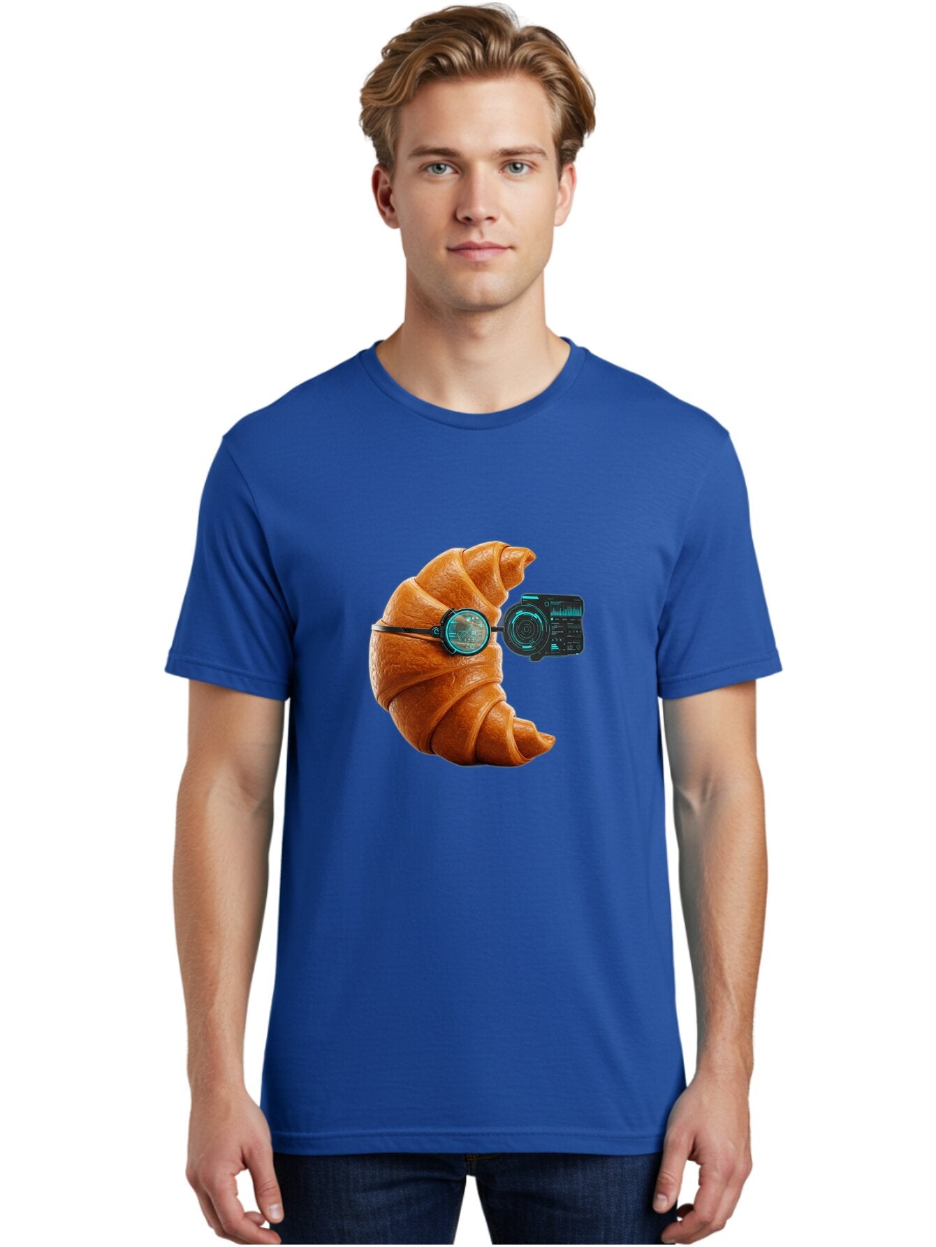 Croissant-With-Camera Men'S Graphic Tee, 100% Cotton, Comfortable Casual Summer Wear, Machine Washable, Vintage Camera, Old Camera, Antique Camera, Black Camera, Classic Photography, Photography Equipment, Nostalgic Device, Film Camera, Baq604 24