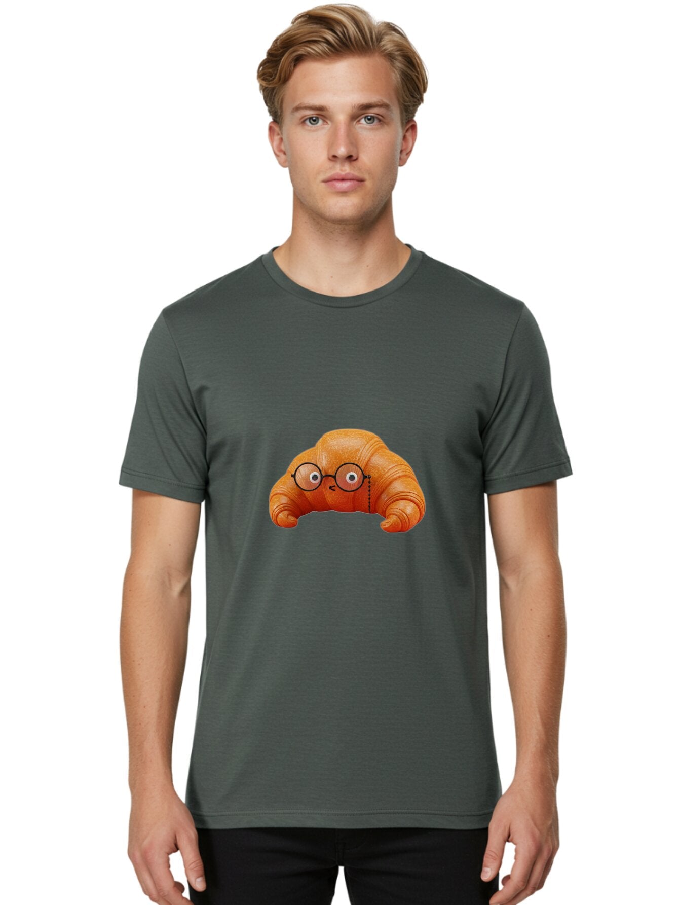 Croissant-With-Glasses-1 Men'S Graphic Tee, 100% Cotton, Comfortable Casual Summer Wear, Machine Washable, Vintage Camera, Old Camera, Antique Camera, Black Camera, Classic Photography, Photography Equipment, Nostalgic Device, Film Camera, Baq606 28